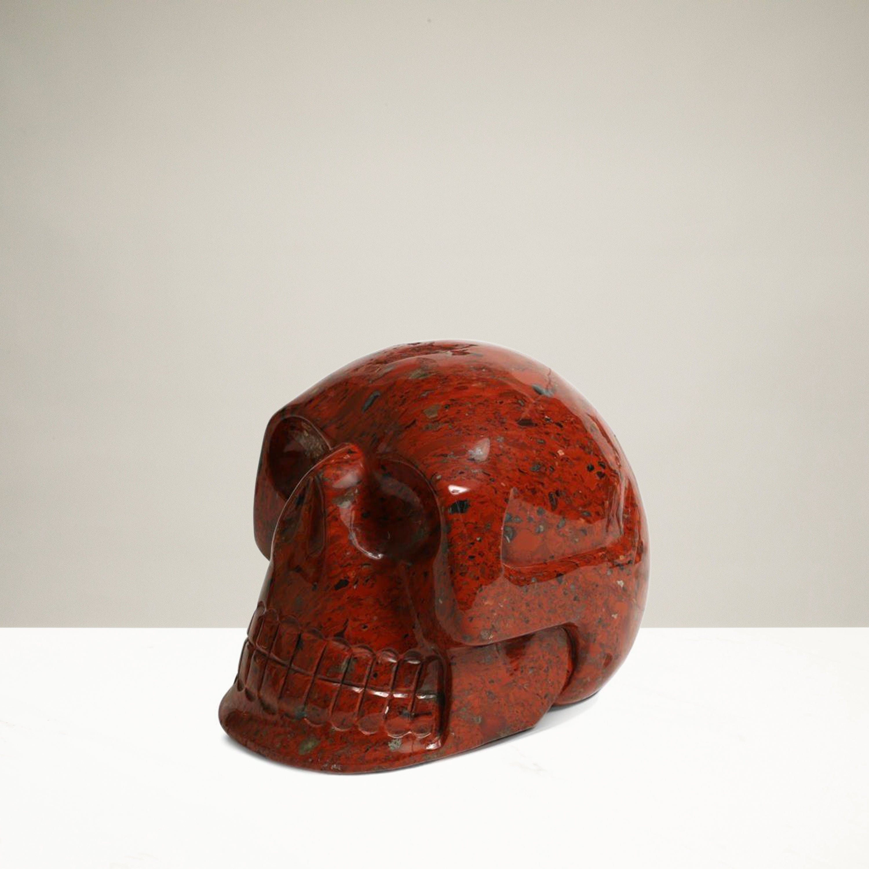 Kalifano Gemstone Carvings SKULL3600.007 - Hand Carved Brecciated Jasper Skull-Brazil- 7,390 Grams 8" x 6" x 6" SKULL3600.007