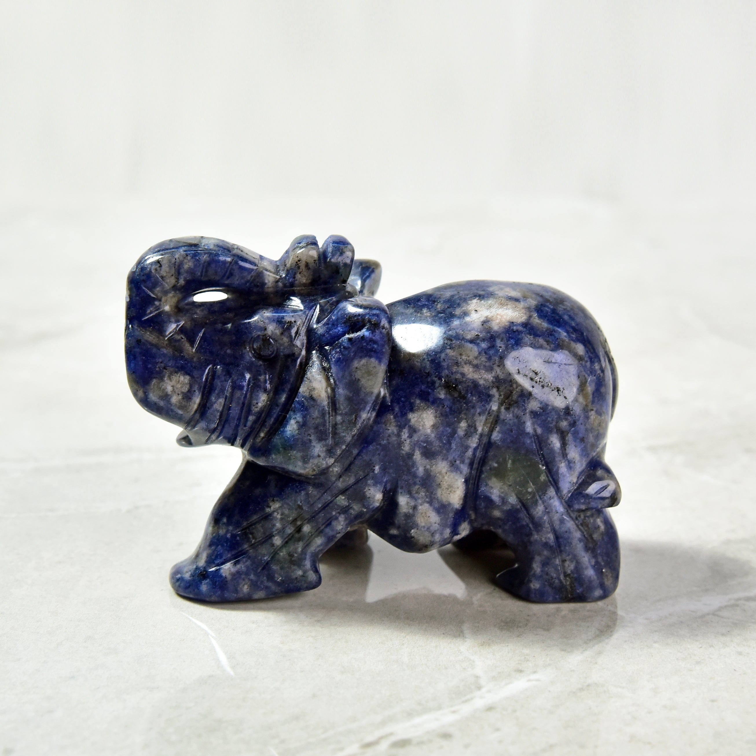 Kalifano Gemstone Carvings Sodalite Elephant 3" Gemstone Carving CV35-E-SD
