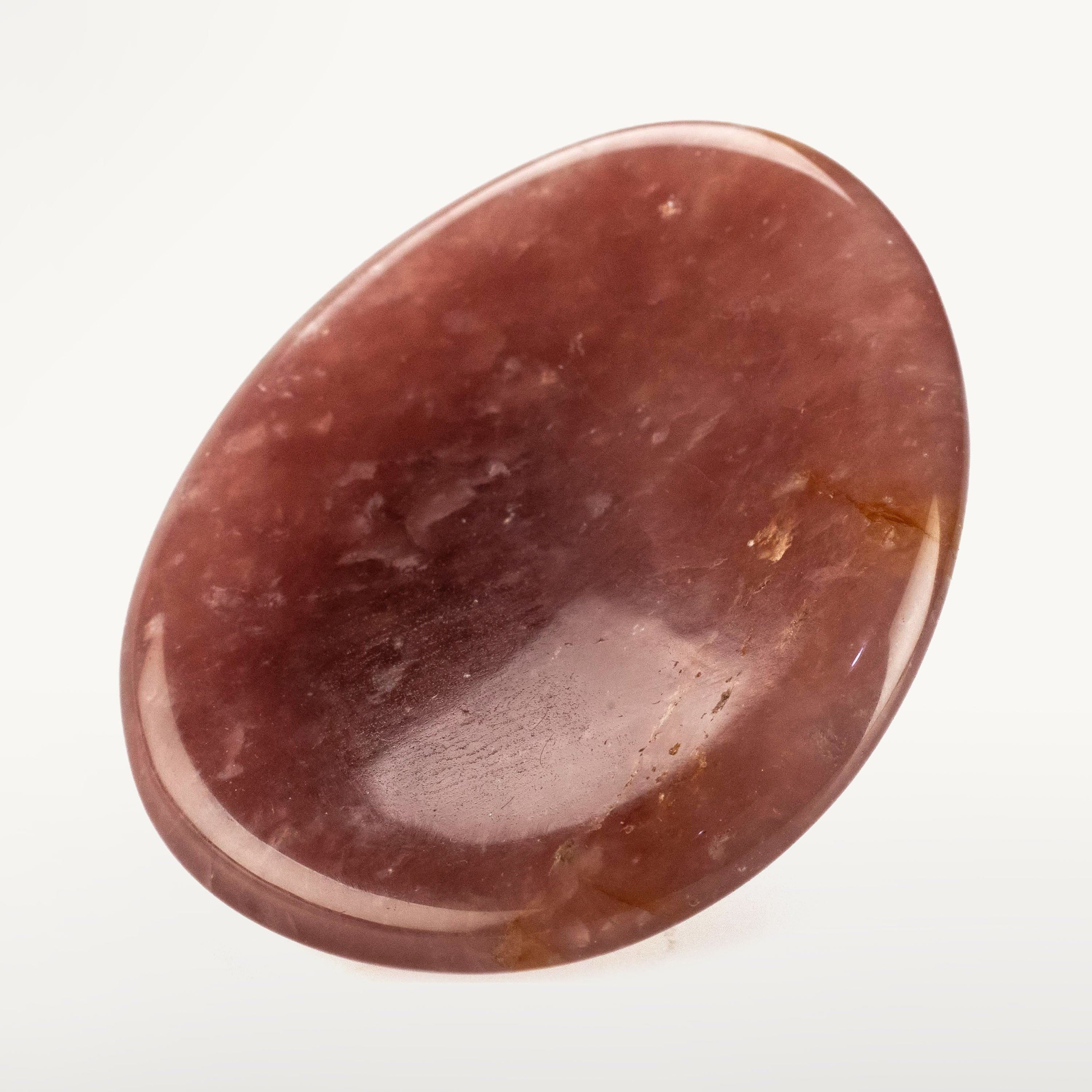 KALIFANO Gemstone Carvings Strawberry Quartz Worry Stone Natural Gemstone Carving CV10-W-SQ