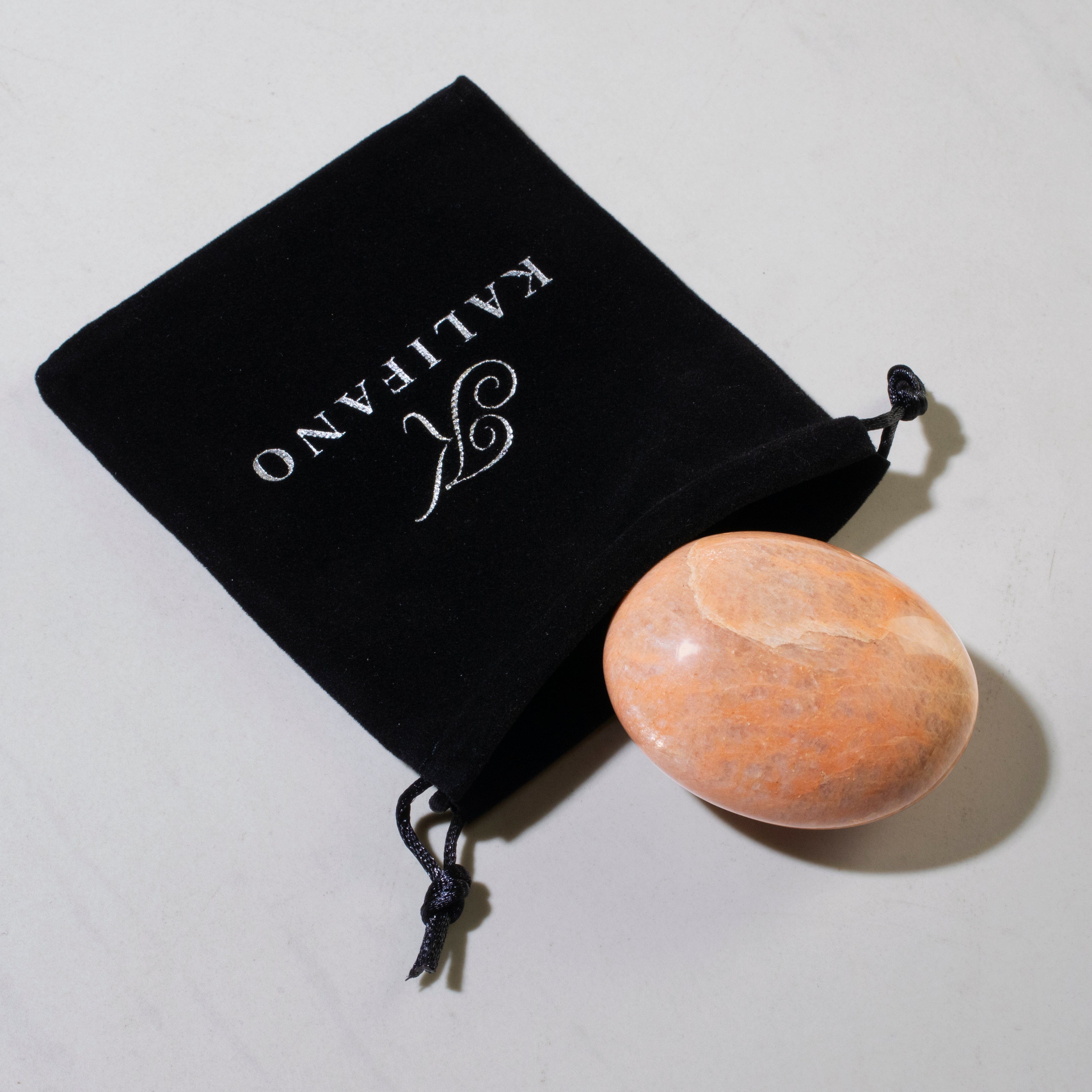 KALIFANO Gemstone Carvings Sunstone Peach Moonstone Palm Stone PS60-PM
