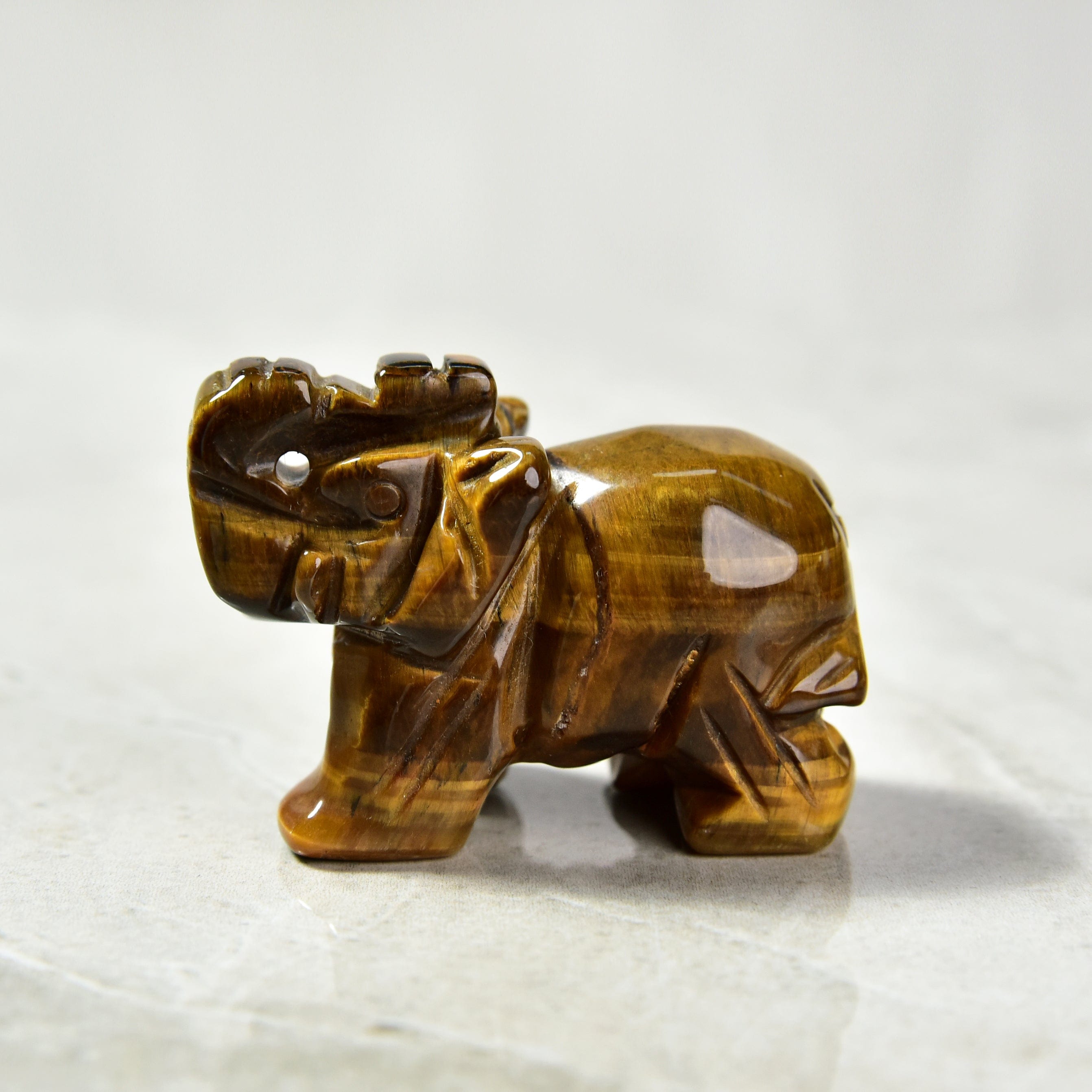 Kalifano Gemstone Carvings Tiger Eye Elephant 1.5" Gemstone Carving CV15-E-TE