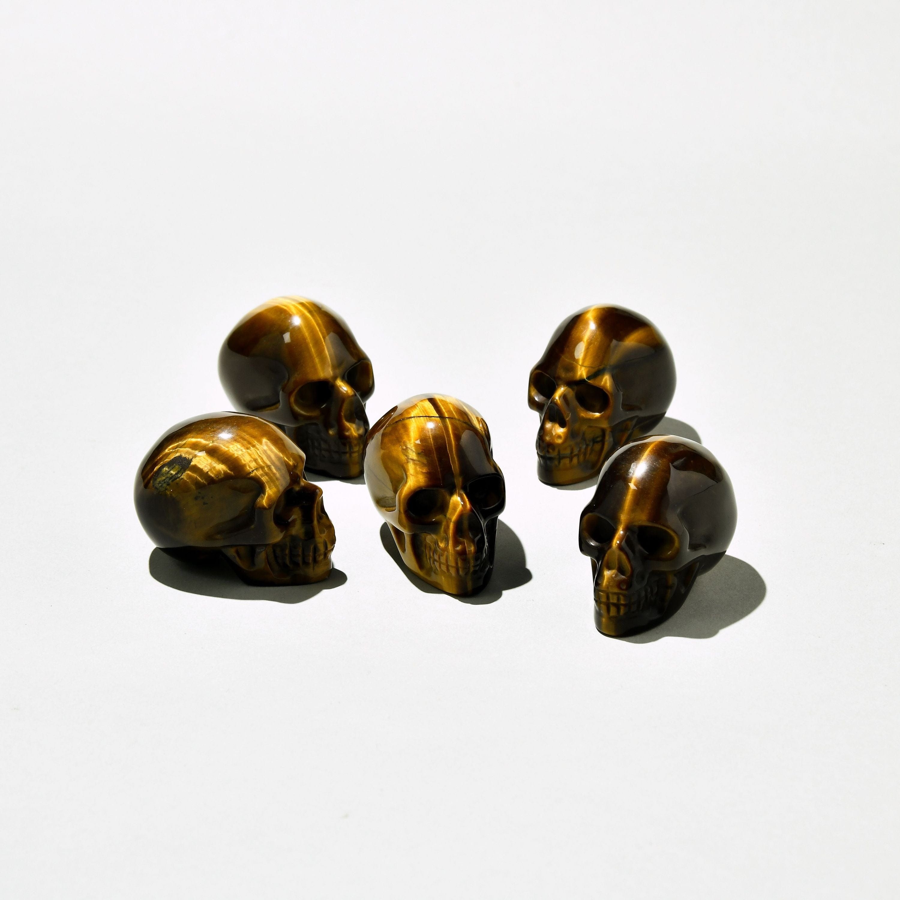 Kalifano Gemstone Carvings Tiger Eye Skull 2'' Natural Gemstone Carving CV29-SK-TE