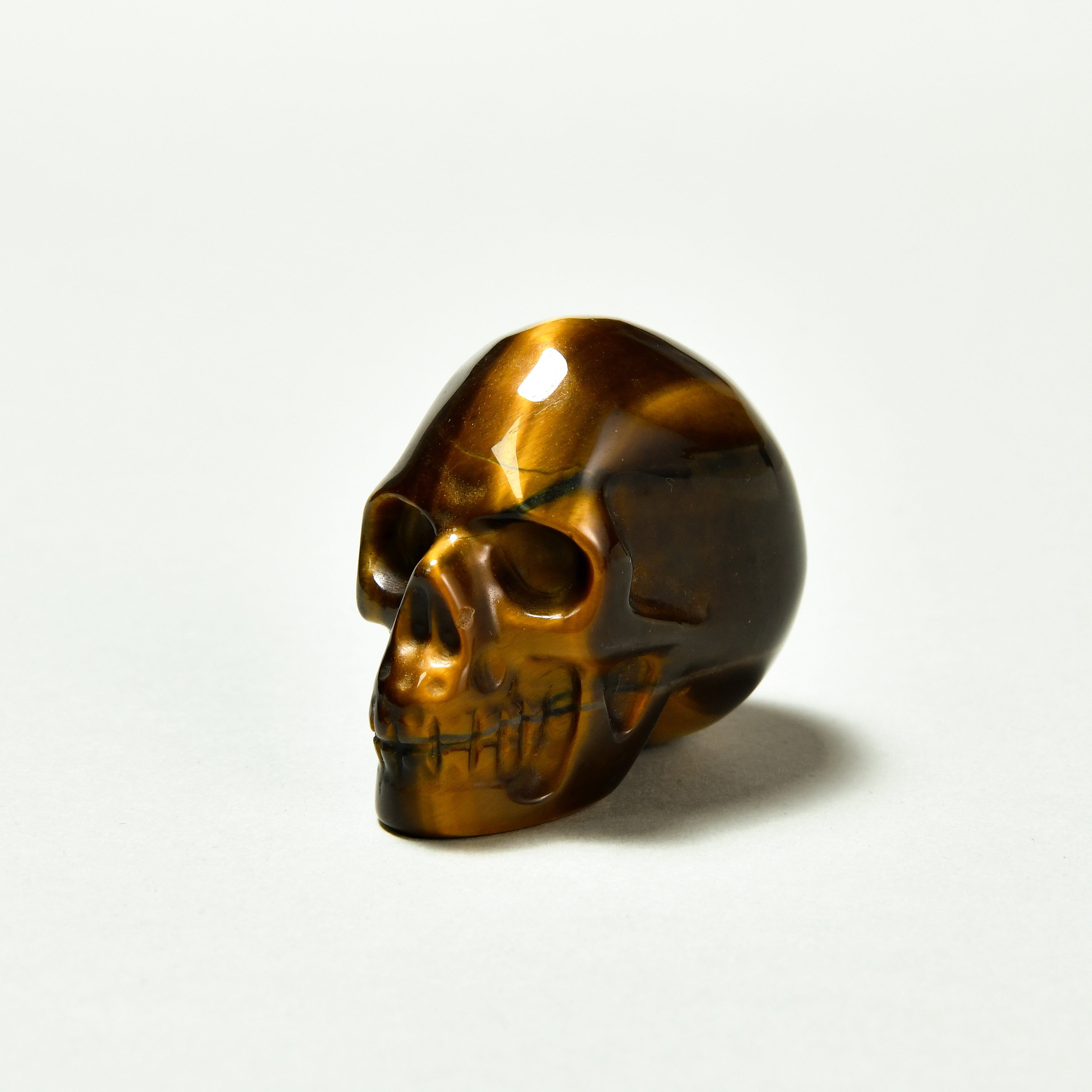 Kalifano Gemstone Carvings Tiger Eye Skull 2'' Natural Gemstone Carving CV29-SK-TE