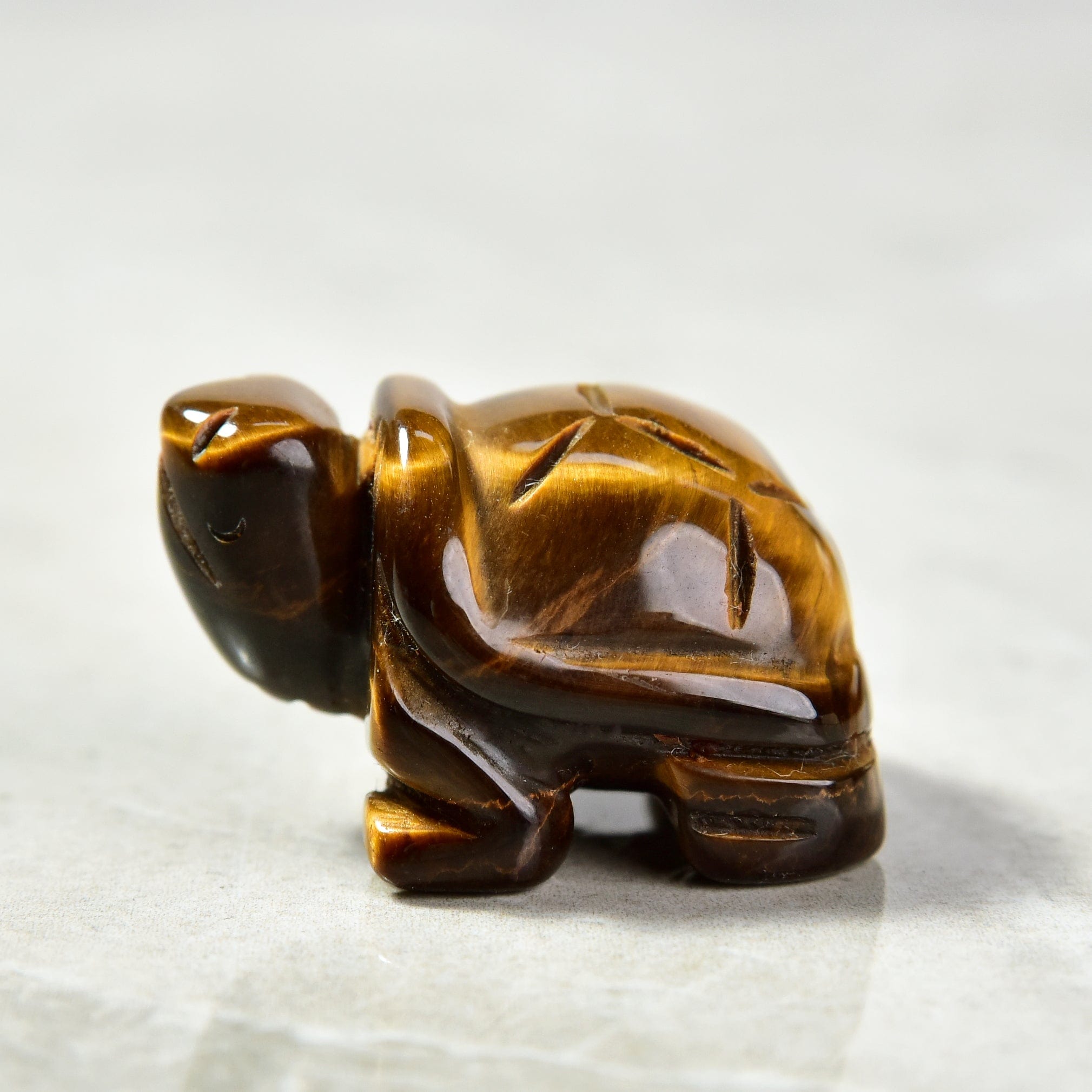 Kalifano Gemstone Carvings Tiger Eye Turtle 1.5" Gemstone Carving CV13-T-TE