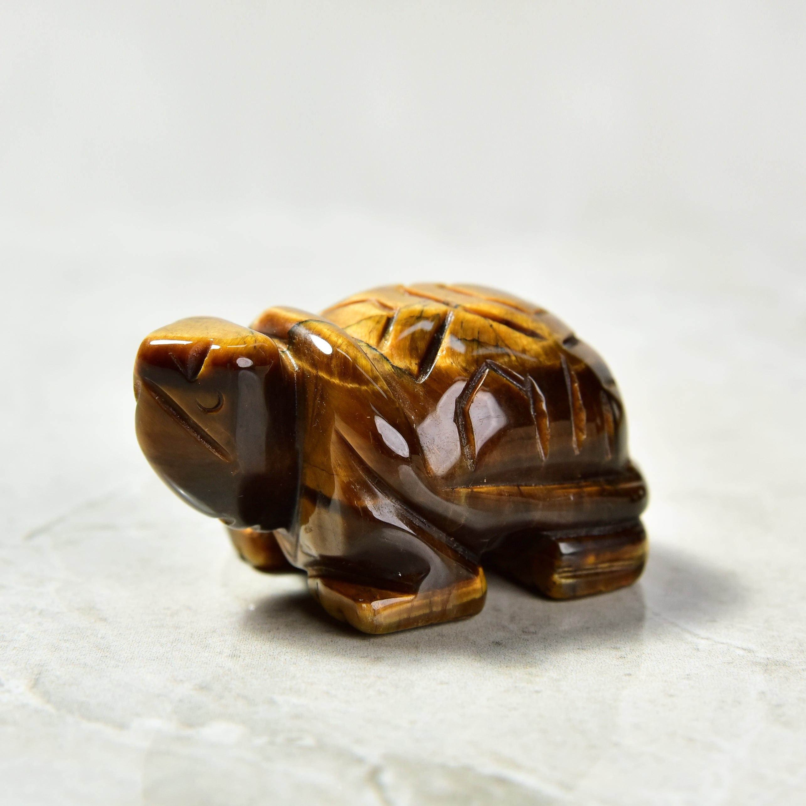 Kalifano Gemstone Carvings Tiger Eye Turtle 2'' Natural Gemstone Carving CV14-T-TE