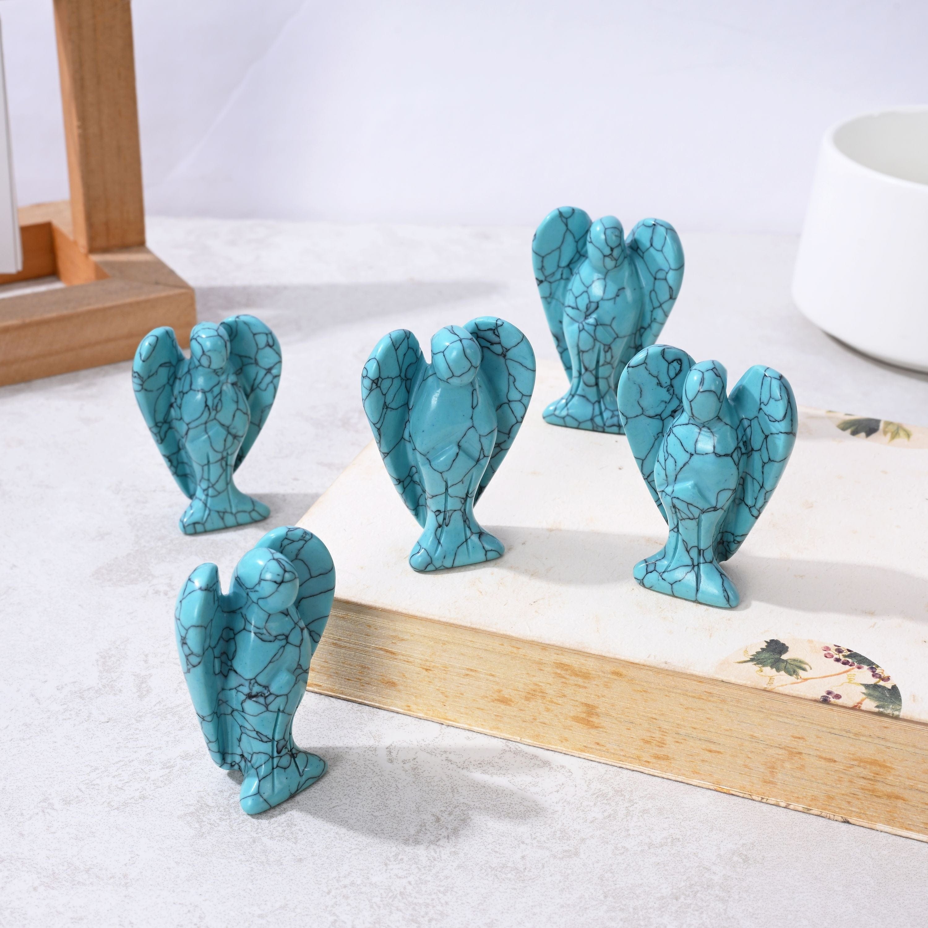 Kalifano Gemstone Carvings Turquoise Angel 2'' Natural Gemstone Carving CV13-A-TQ
