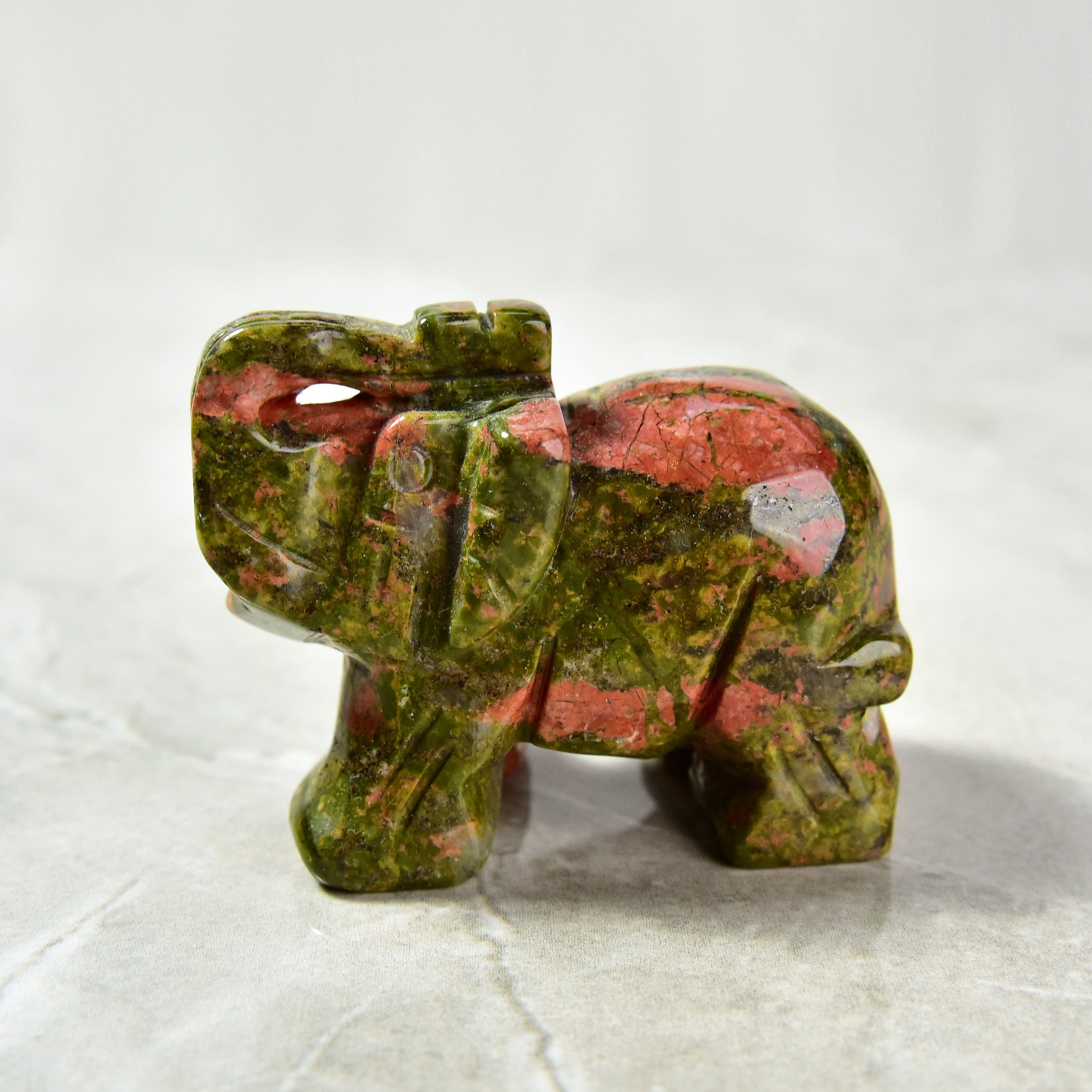 Kalifano Gemstone Carvings Unakite Elephant 2.5" Gemstone Carving CV25-E-UE