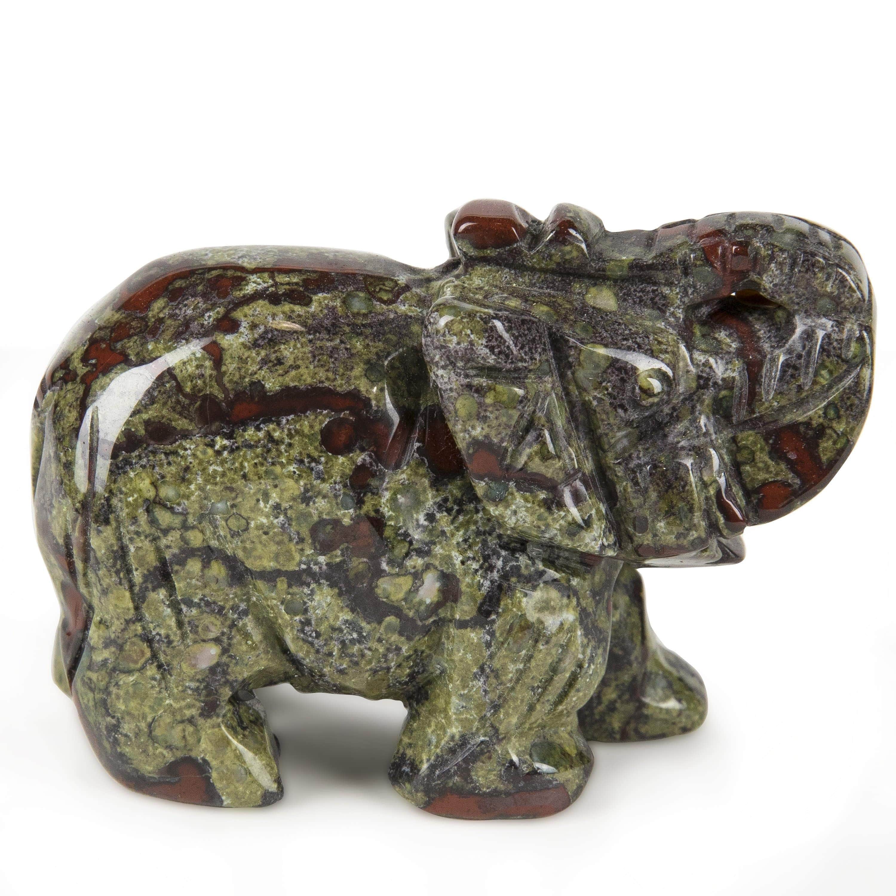 Kalifano Gemstone Carvings Unakite Elephant 3" Gemstone Carving CV35-E-UE