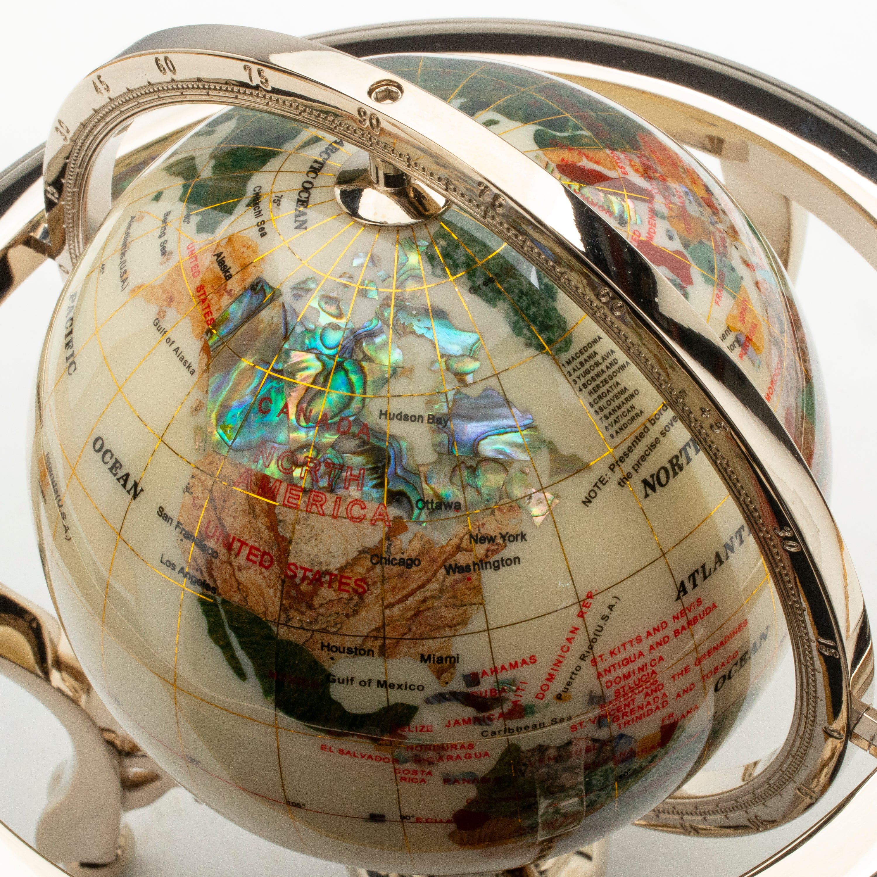 Kalifano Gemstone Globes 11" Tall Gemstone Globe with 6" Howlite Ocean on 24k Gold Plated Stand GT150G-HL