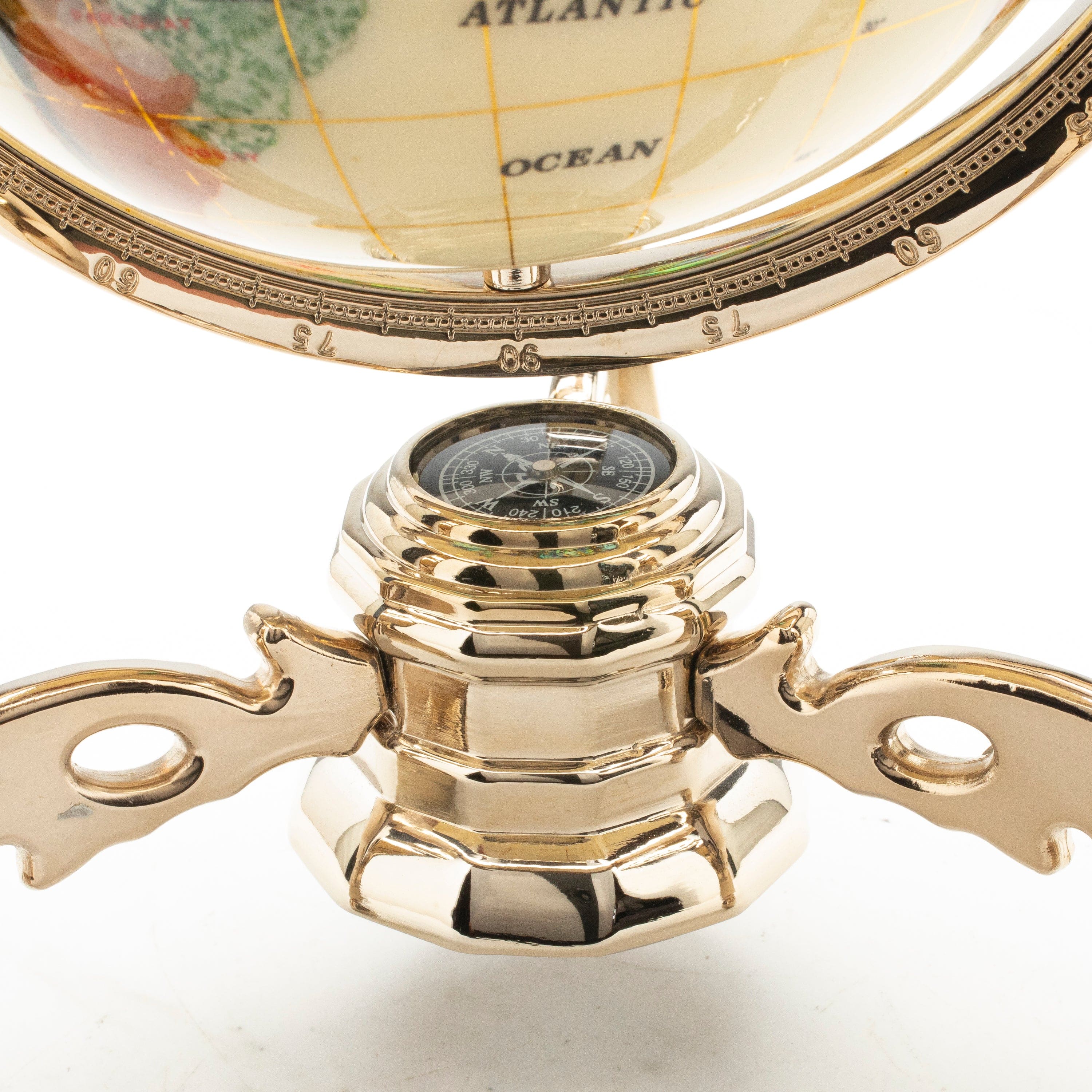 Kalifano Gemstone Globes 11" Tall Gemstone Globe with 6" Howlite Ocean on 24k Gold Plated Stand GT150G-HL