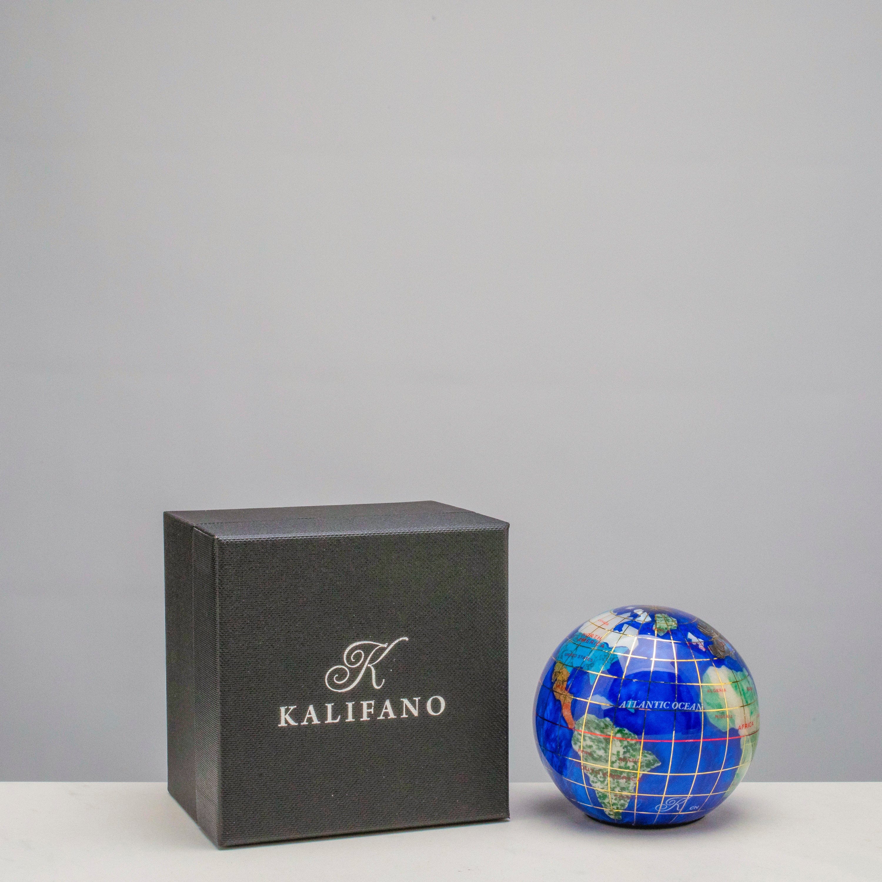 Kalifano Gemstone Globes 3" Gemstone Globe Paperweight with Caribbean Blue Opalite Ocean GPW80G-CB