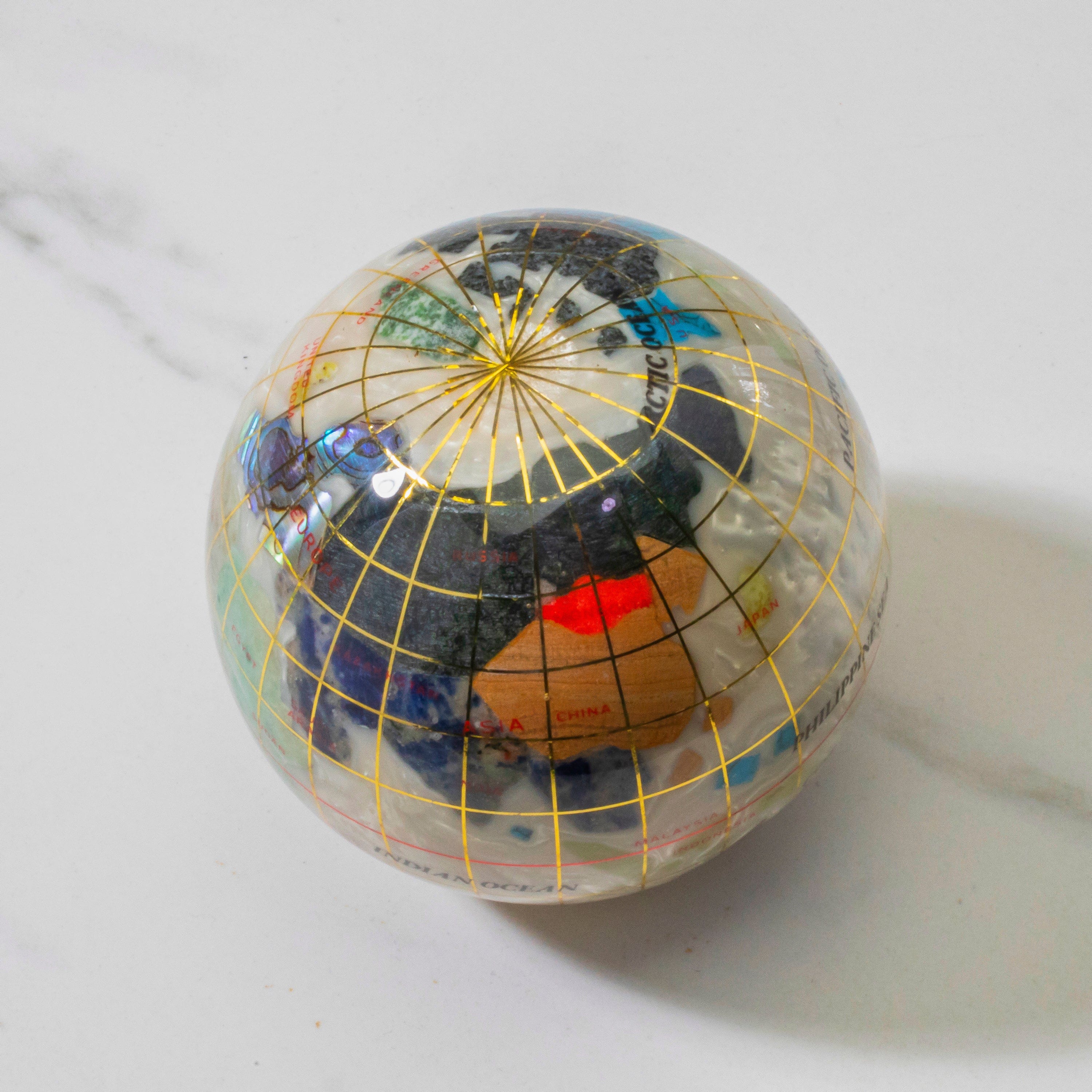 Kalifano Gemstone Globes 3" Gemstone Globe Paperweight with Opal Opalite Ocean GPW80G-OPL