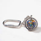 Gemstone Globe with Lapis Ocean showcased on a Silver Colored Keychain