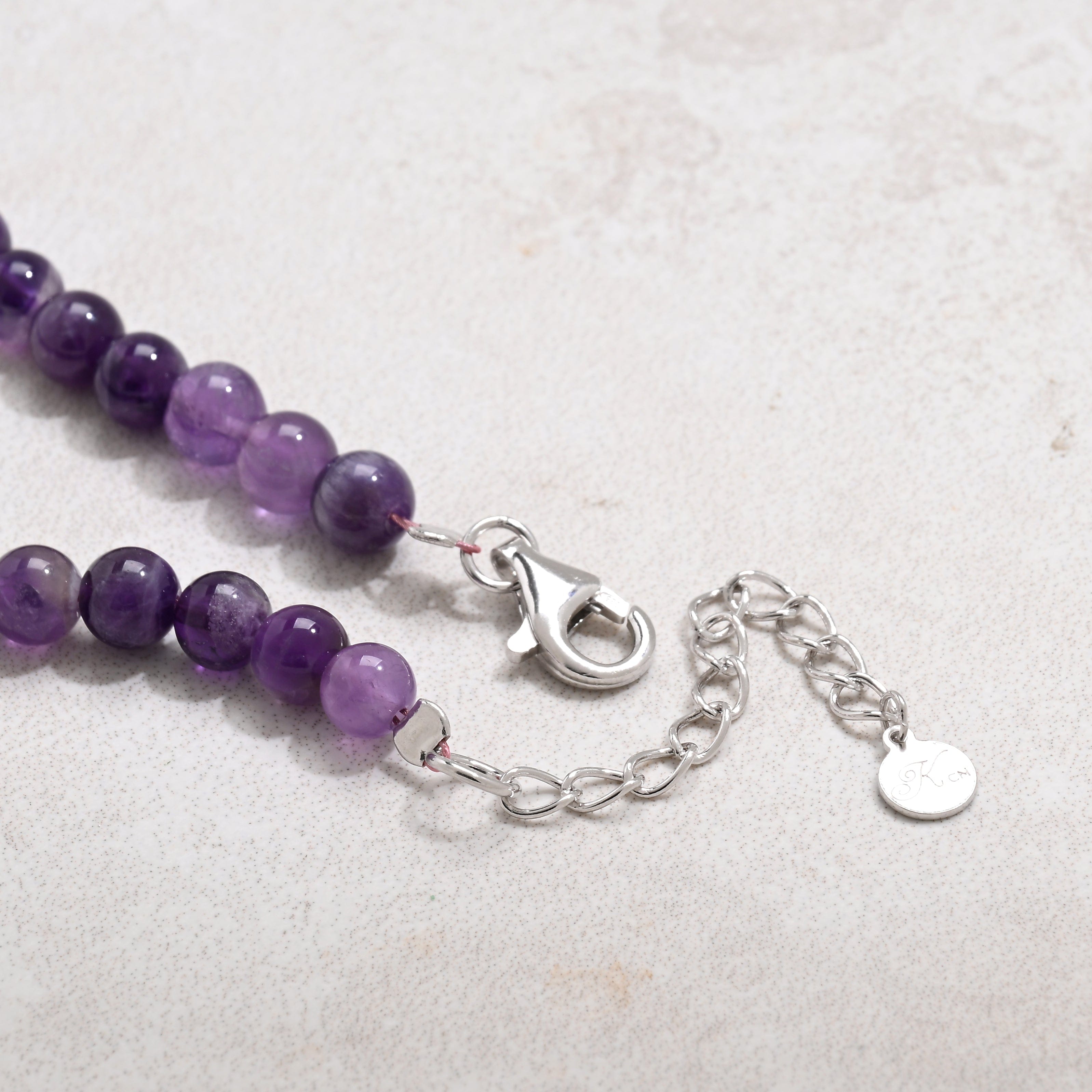 KALIFANO Gemstone Jewelry 18" Amethyst Gemstone Necklace with Sterling Silver Clasp 925N-22-AM