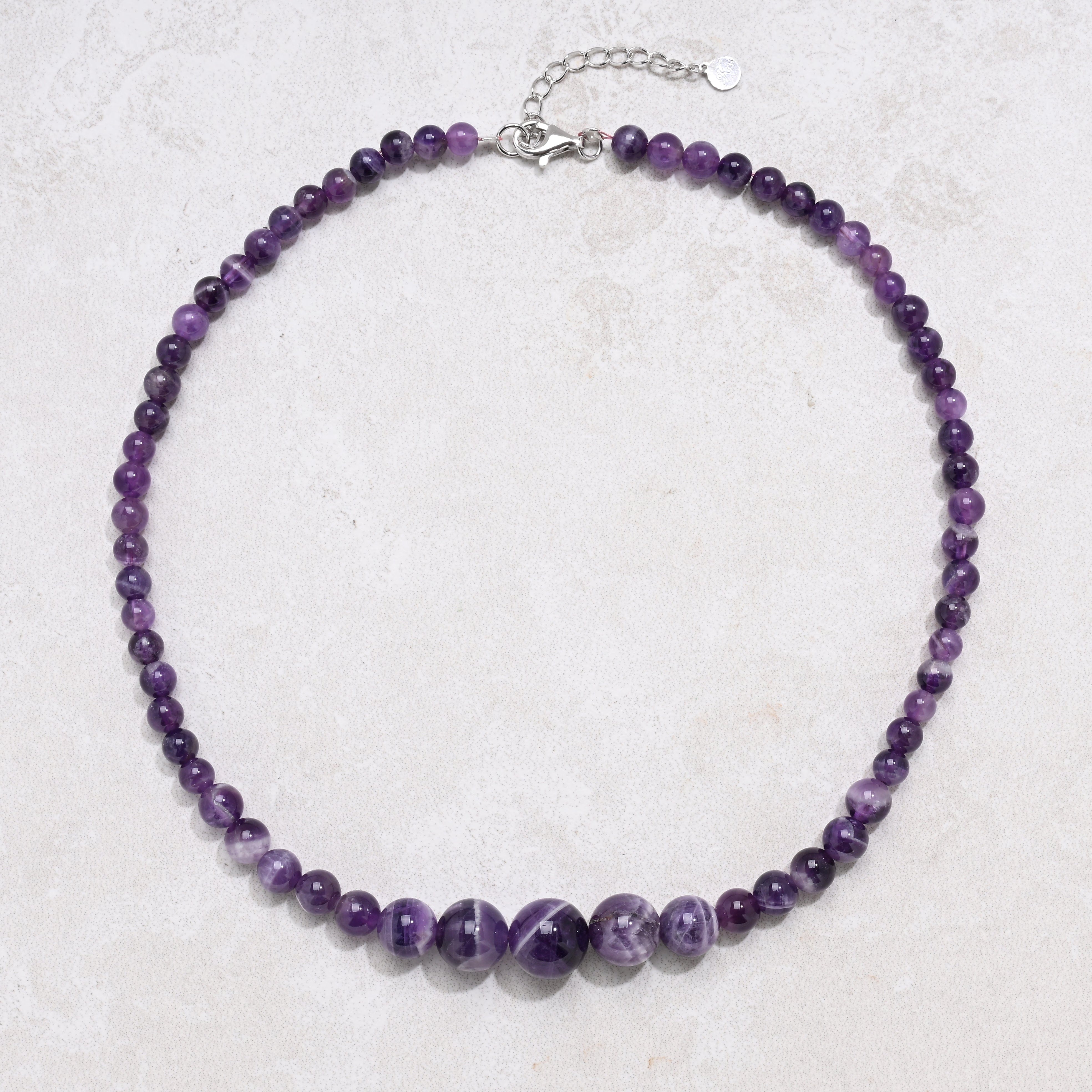 KALIFANO Gemstone Jewelry 18" Amethyst Gemstone Necklace with Sterling Silver Clasp 925N-22-AM