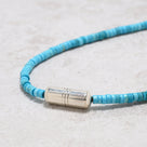 Howlite King Turquoise Necklace with Vintage Native American Sterling Silver Barrel Pendant - 18