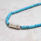 Howlite Turquoise Necklace with Native American Made Sterling Silver Barrel Bead - 18