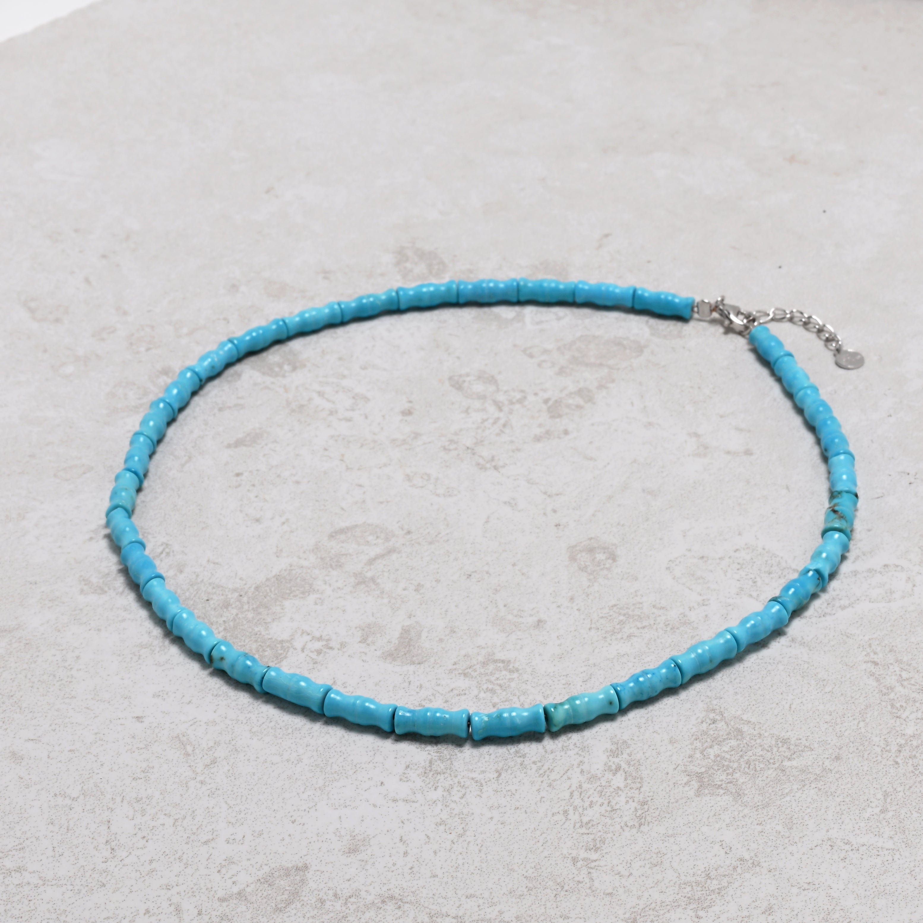 KALIFANO Gemstone Jewelry 18" Howlite Turquoise Necklace with Sterling Silver Lobster Clasp 925N-02-TQ