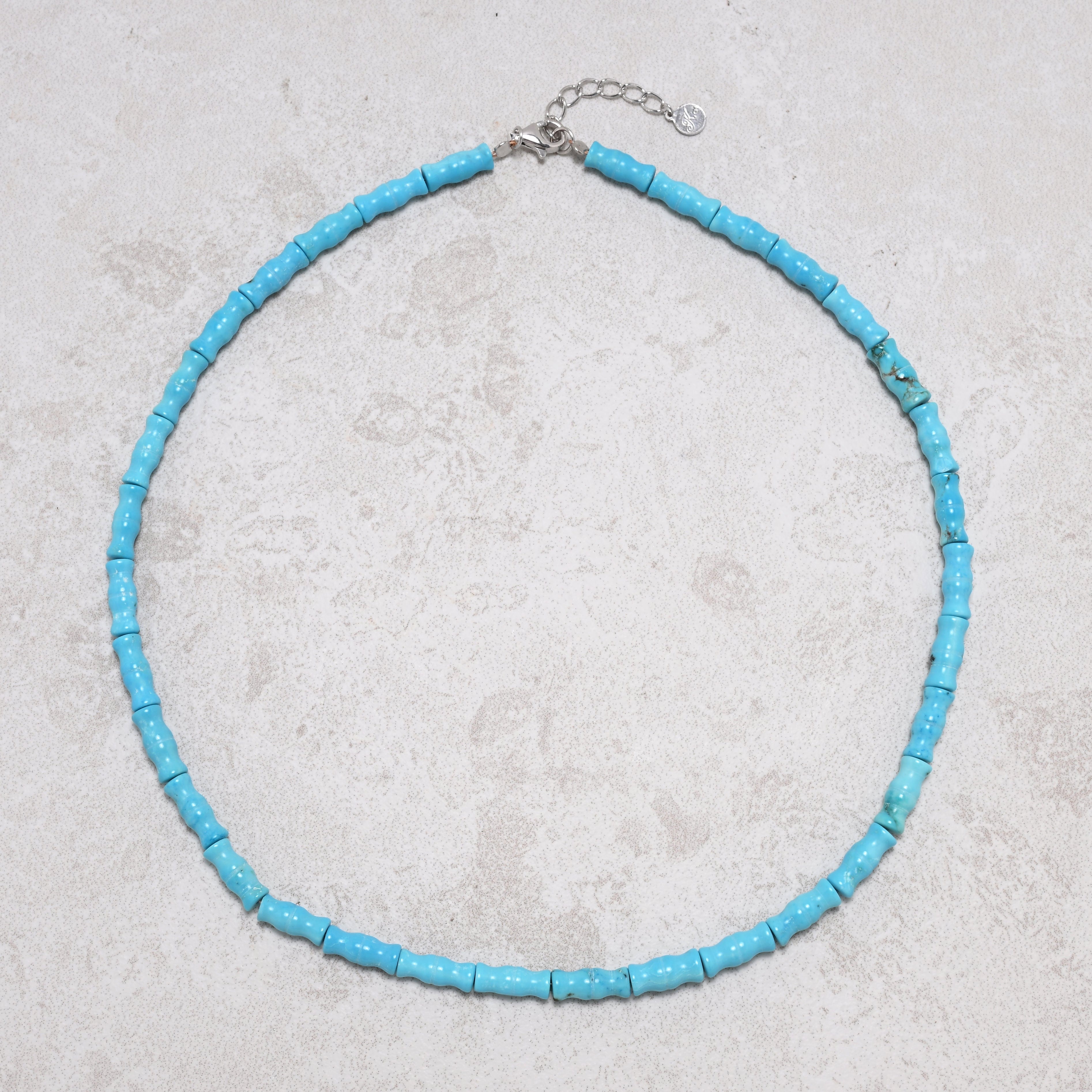 KALIFANO Gemstone Jewelry 18" Howlite Turquoise Necklace with Sterling Silver Lobster Clasp 925N-02-TQ
