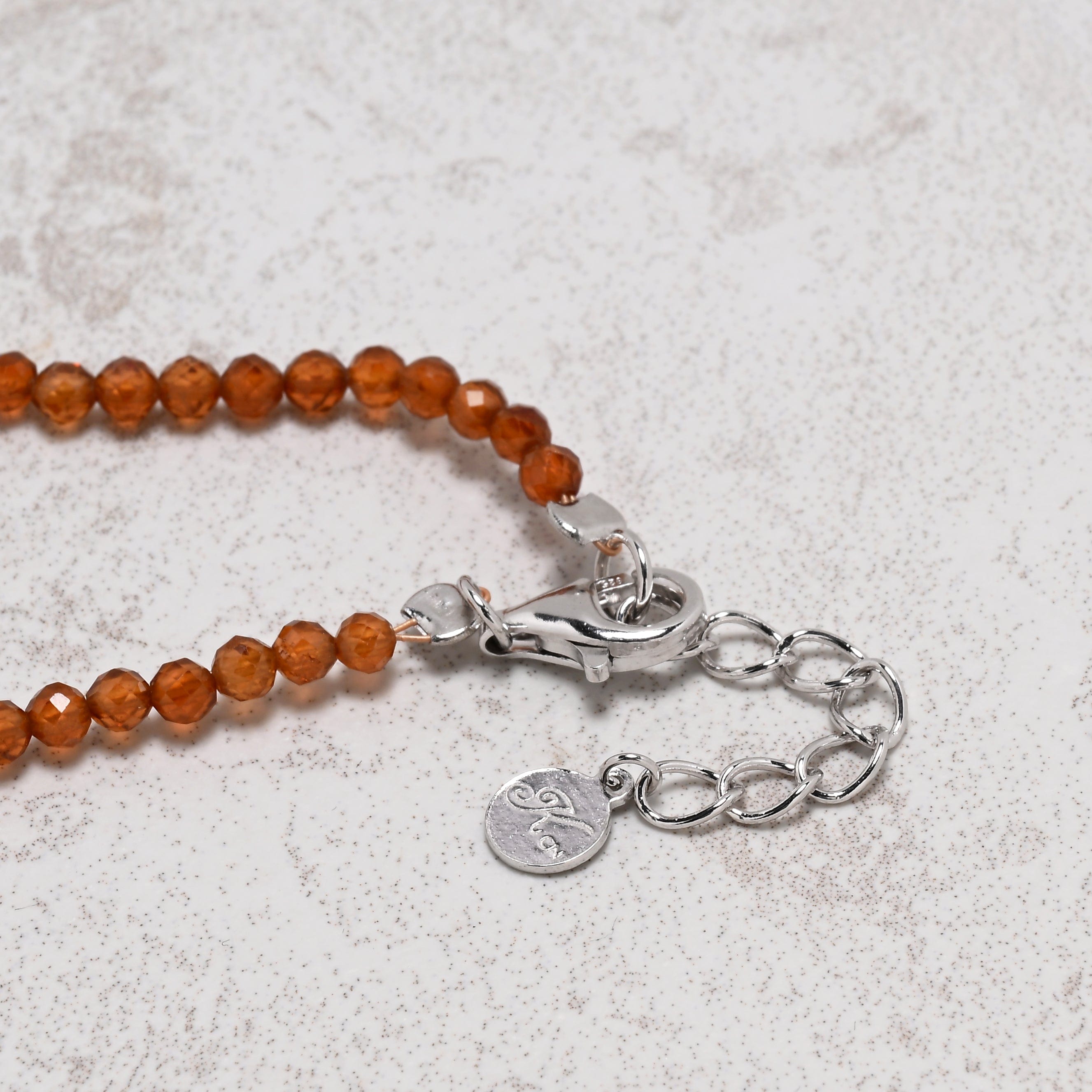 KALIFANO Gemstone Jewelry 18" Natural Garnet 3mm Beaded Necklace with Sterling Silver Allah Charm and Sterling Silver Lobster Clasp 925NA201-GA