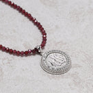 Natural Garnet Necklace with Sterling Silver Allah Charm - 18