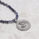 Natural Iolite 3mm Necklace with Sterling Silver Allah Charm - 18