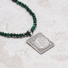 Natural Malachite 2mm Necklace with Sterling Silver Allah Charm - 18