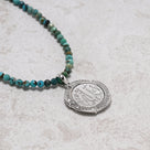 Natural Turquoise 3mm Necklace with Sterling Silver Allah Charm - 18