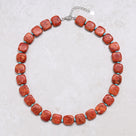 Red Coral & Howlite Turquoise Gemstone Necklace with Sterling Silver Clasp - 18