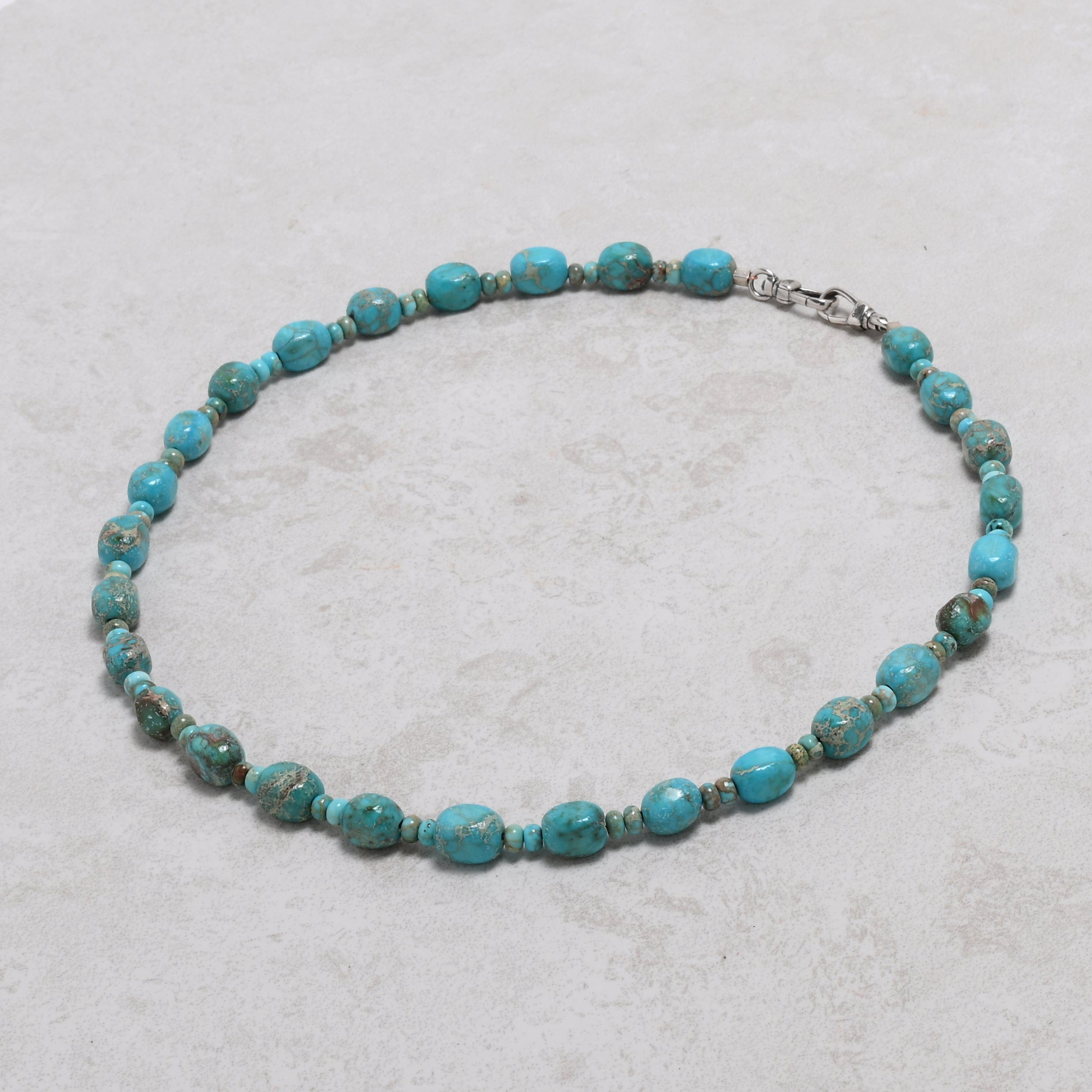 KALIFANO Gemstone Jewelry 18in King Turquoise Gemstone Necklace with Sterling Silver Clasp 925NTQ-18