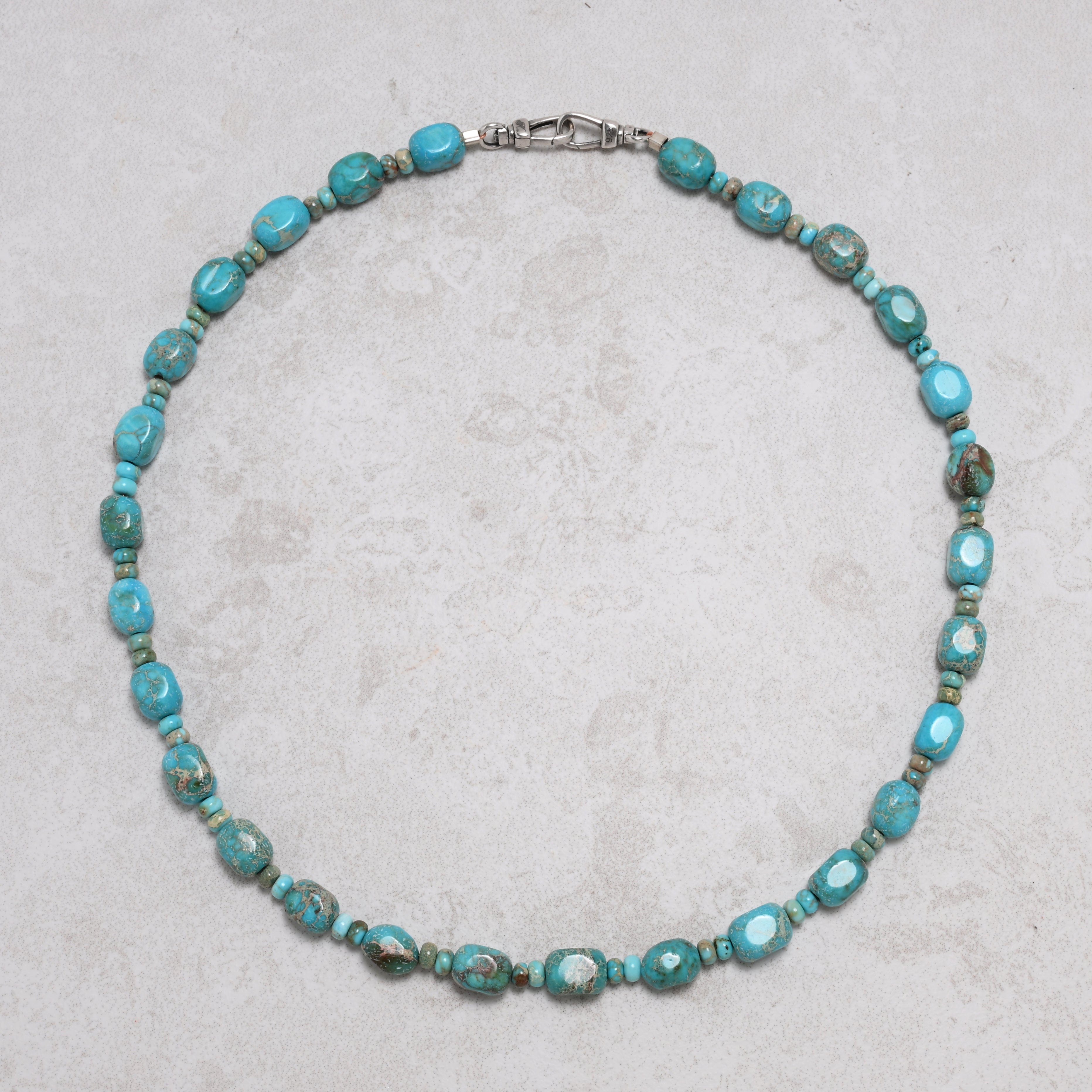 KALIFANO Gemstone Jewelry 18in King Turquoise Gemstone Necklace with Sterling Silver Clasp 925NTQ-18