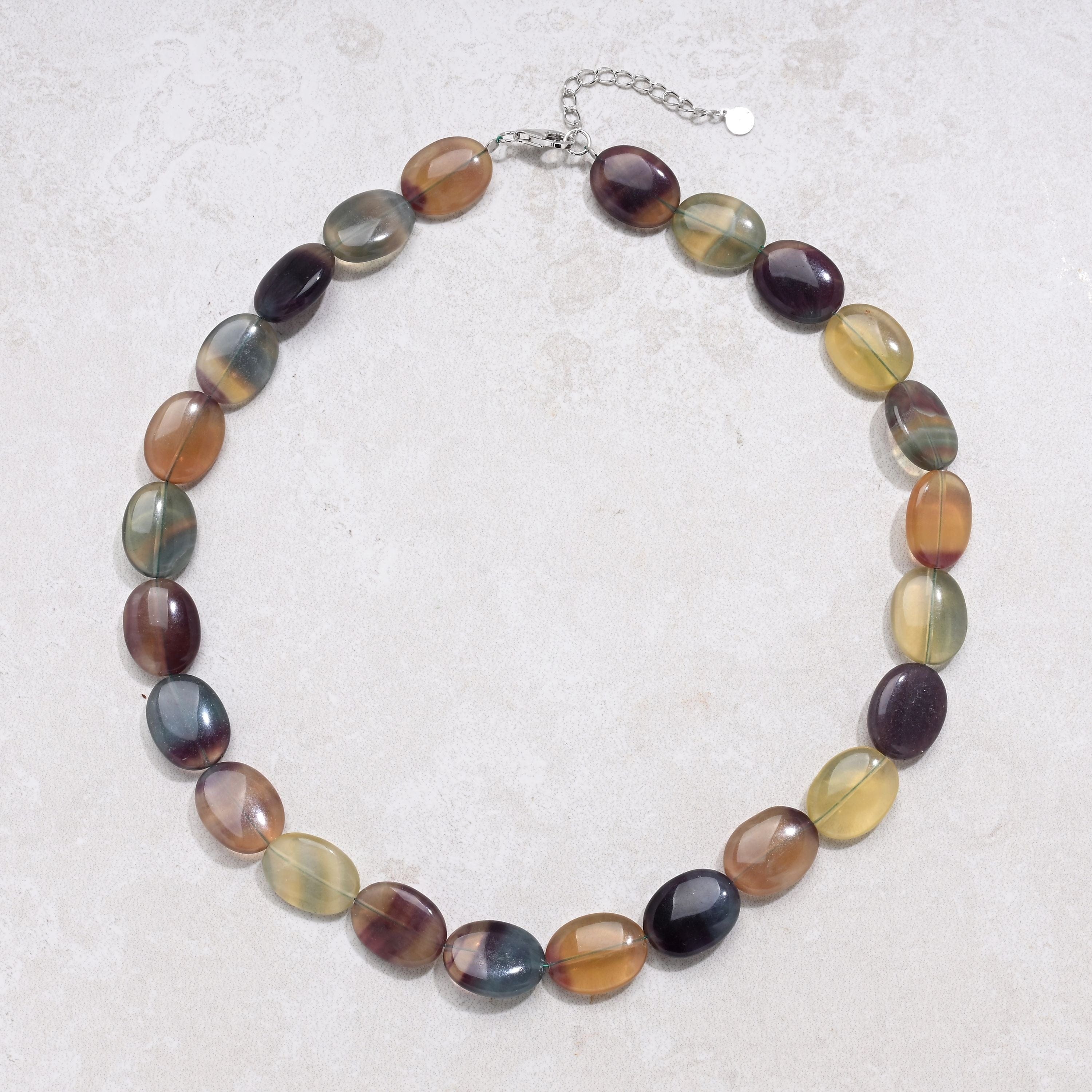 KALIFANO Gemstone Jewelry 20" Fluorite Gemstone Necklace with Sterling Silver Clasp 925N-20-FL