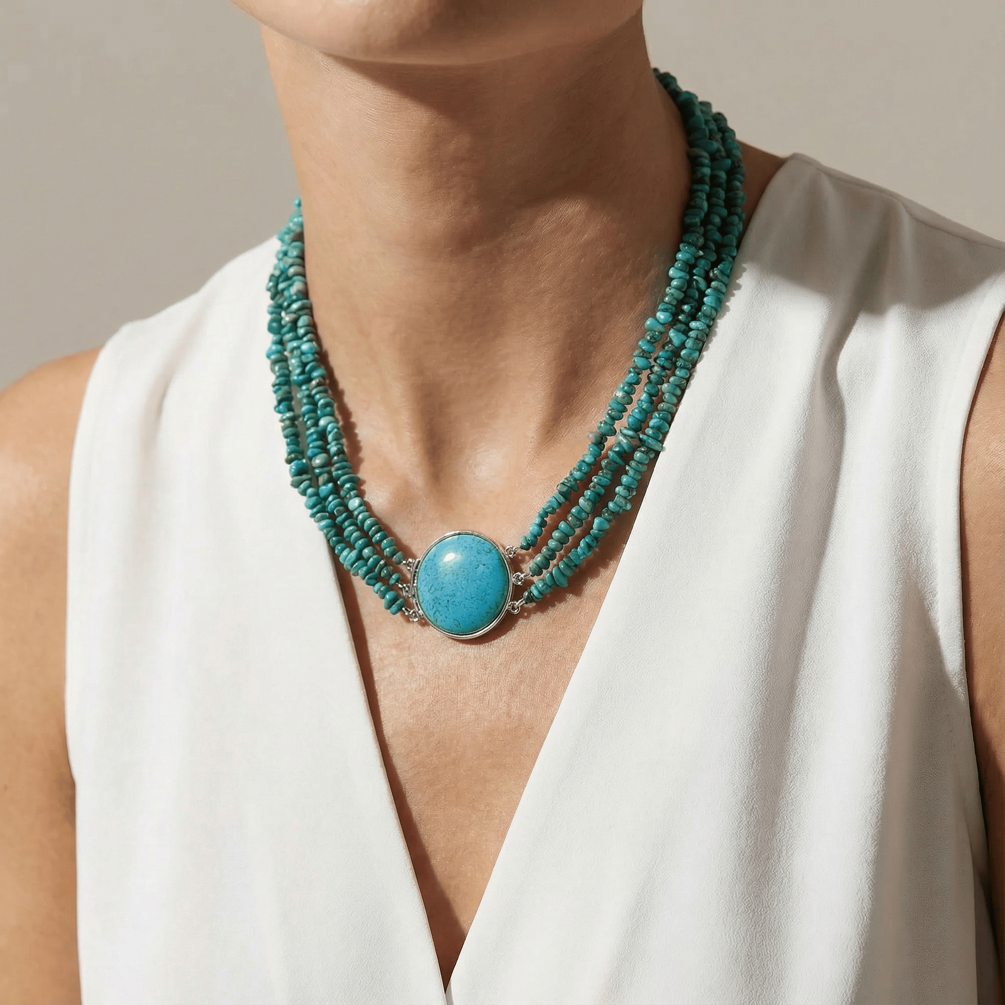 KALIFANO Gemstone Jewelry 20" Green Turquoise Chip Gemstone Necklace TQN-BL