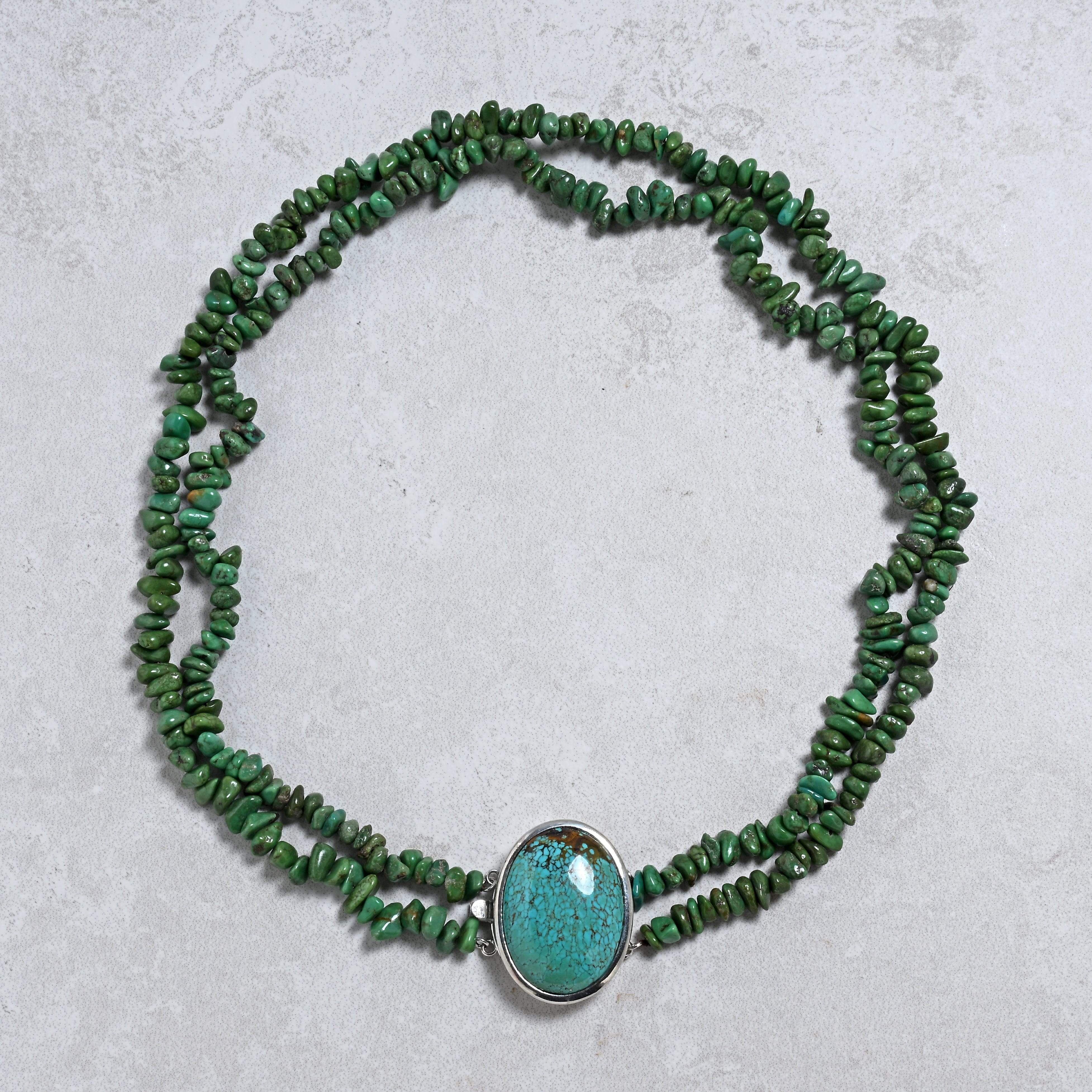 KALIFANO Gemstone Jewelry 20" Green Turquoise Chip Gemstone Necklace TQN-GR