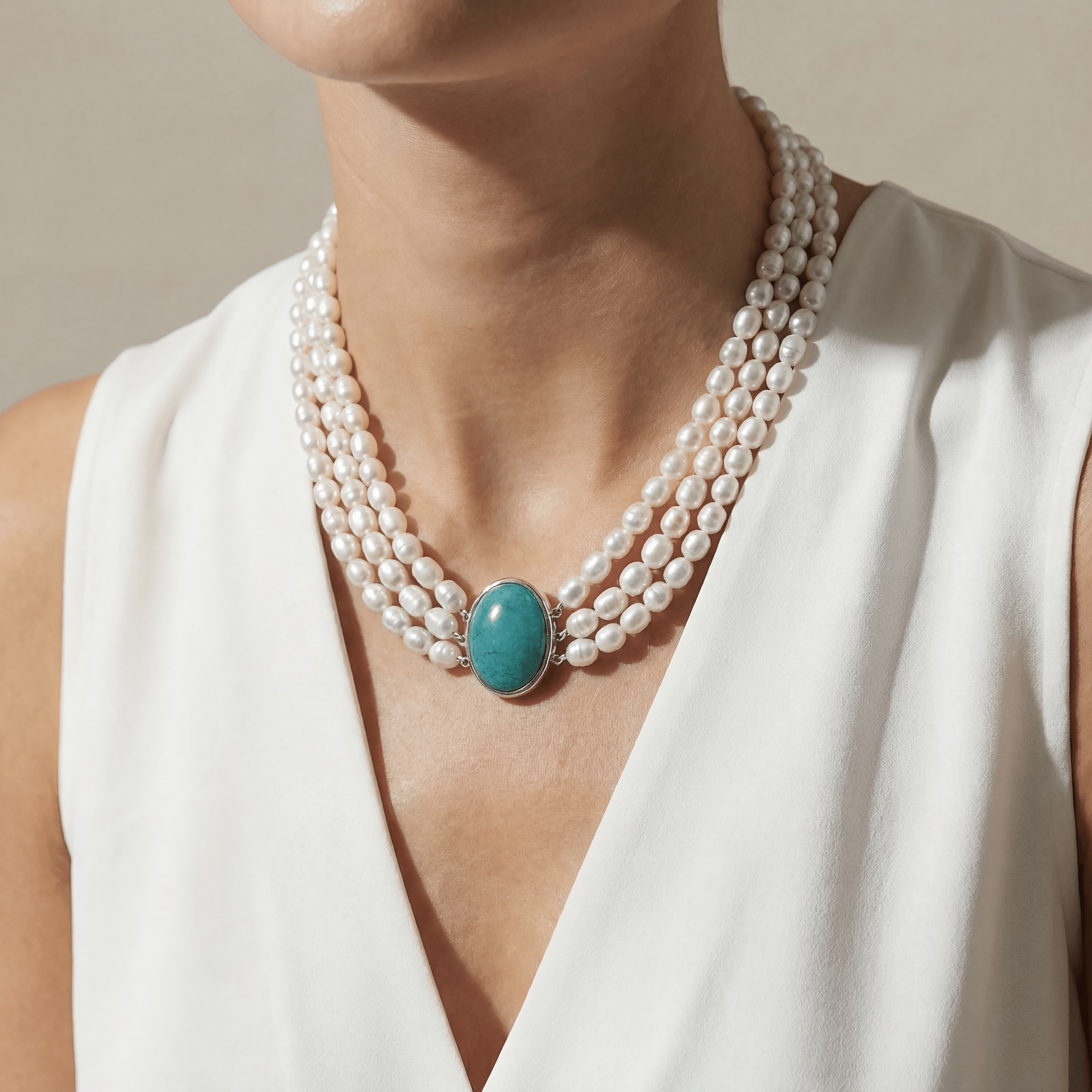 KALIFANO Gemstone Jewelry 20" Pearl Gemstone Necklace TQN-PL