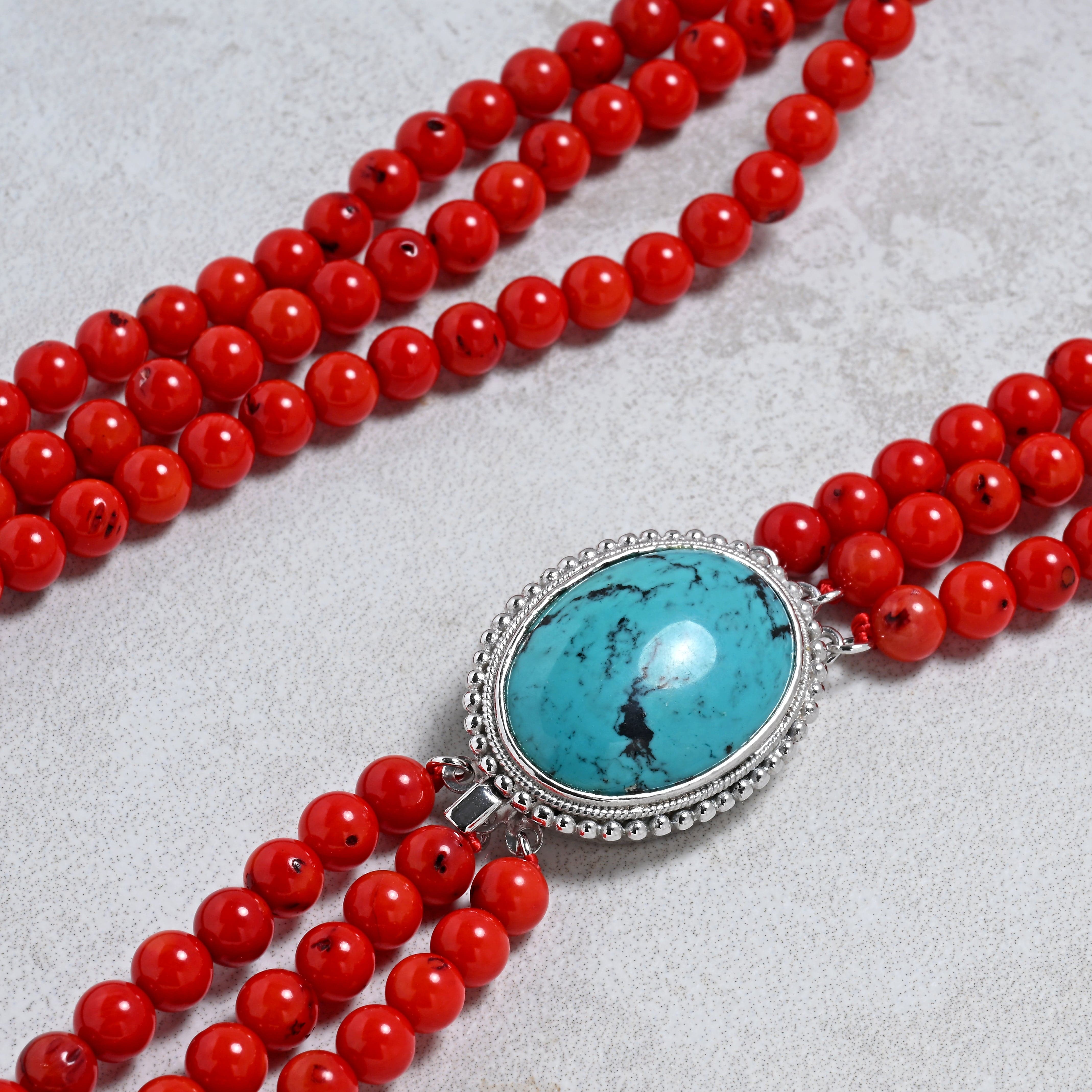 KALIFANO Gemstone Jewelry 20" Red Coral Gemstone Necklace TQN-RC