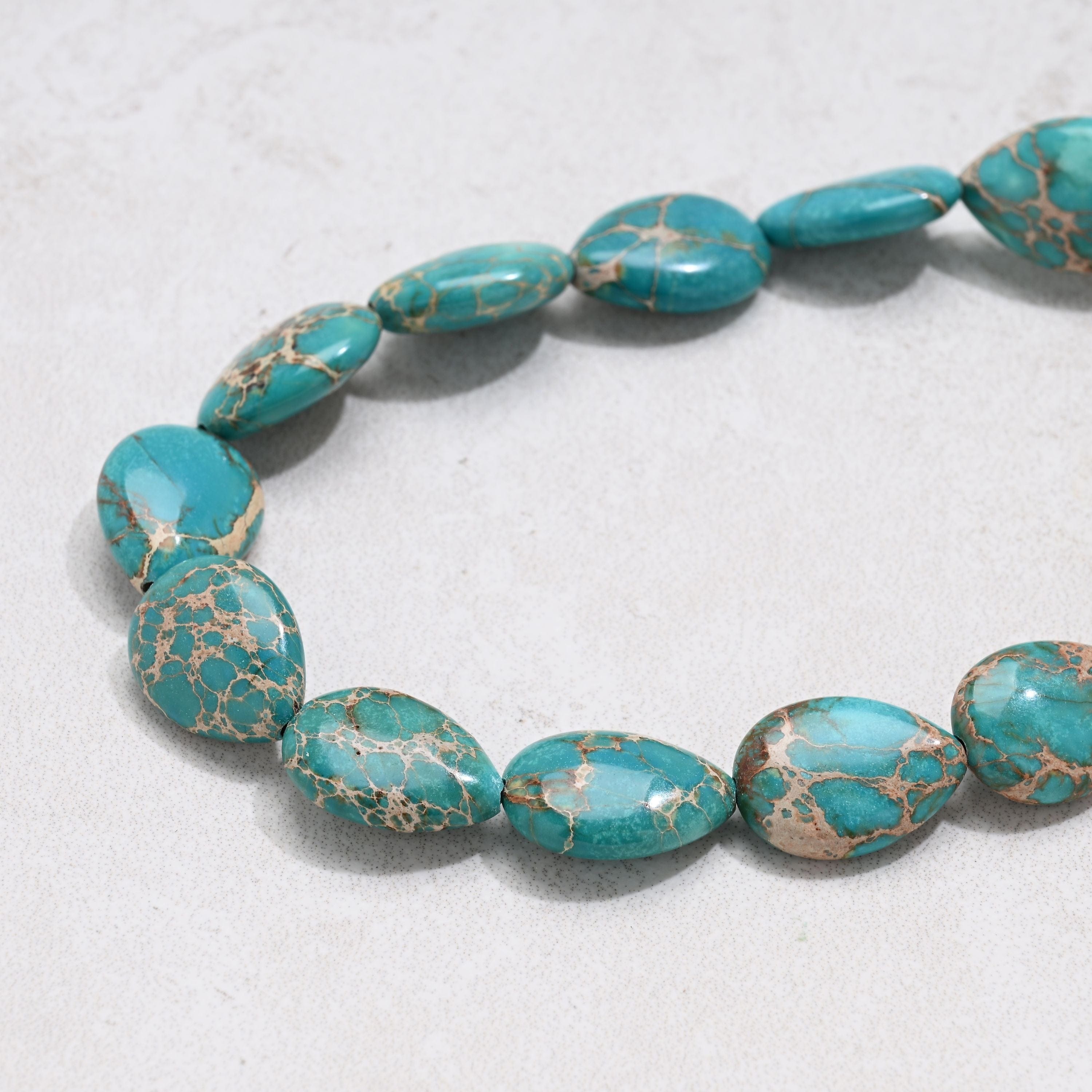 KALIFANO Gemstone Jewelry 20" Turquoise Gemstone Necklace with Sterling Silver Clasp 925N-21-TQ