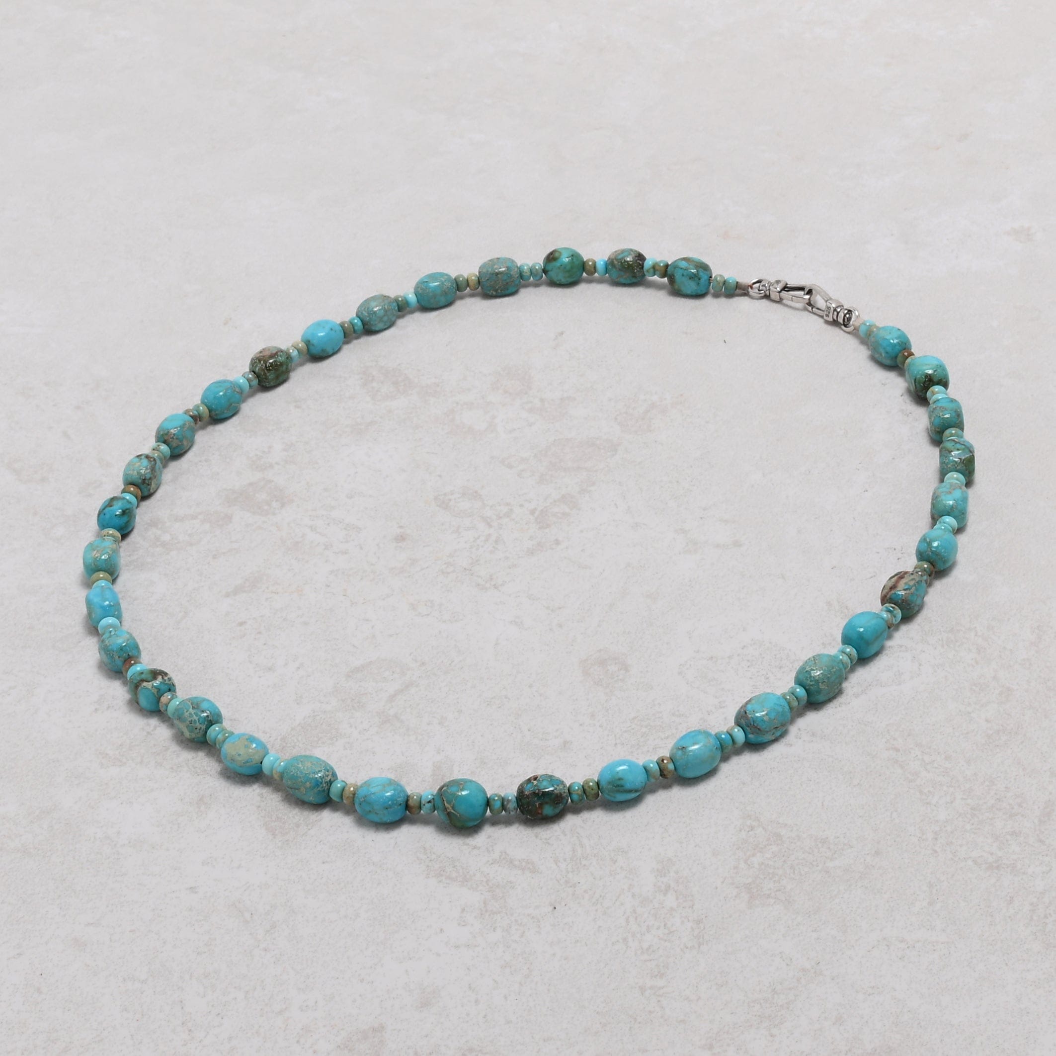 KALIFANO Gemstone Jewelry 21.5in King Turquoise Gemstone Necklace with Sterling Silver Clasp 925NTQ-22