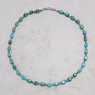 King Turquoise Gemstone Necklace with Sterling Silver Clasp - 21.5