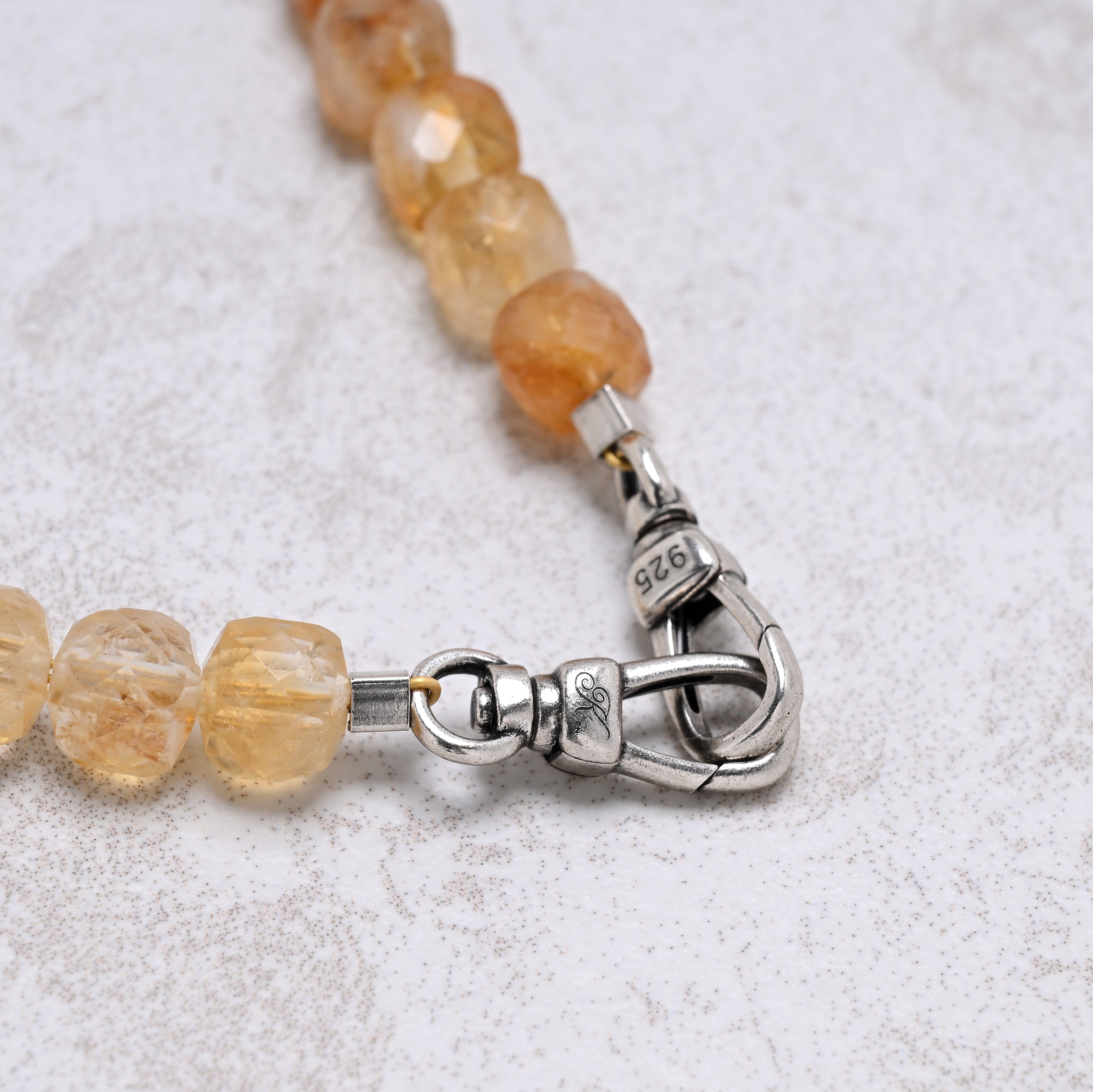 KALIFANO Gemstone Jewelry 21" Genuine Citrine 6mm Beaded Necklace with Sterling Silver Equestrian Clasp 925N-06-CT