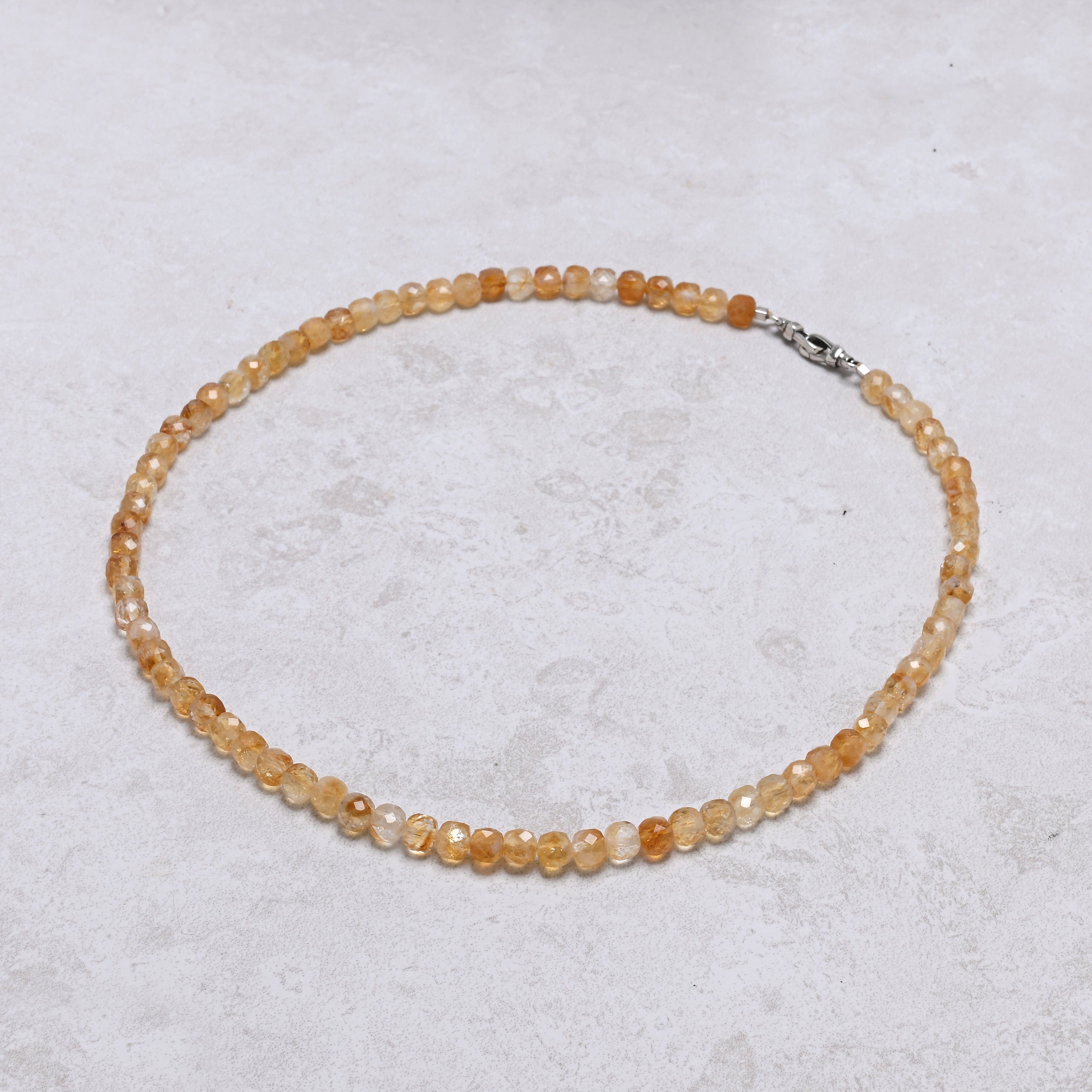 KALIFANO Gemstone Jewelry 21" Genuine Citrine 6mm Beaded Necklace with Sterling Silver Equestrian Clasp 925N-06-CT