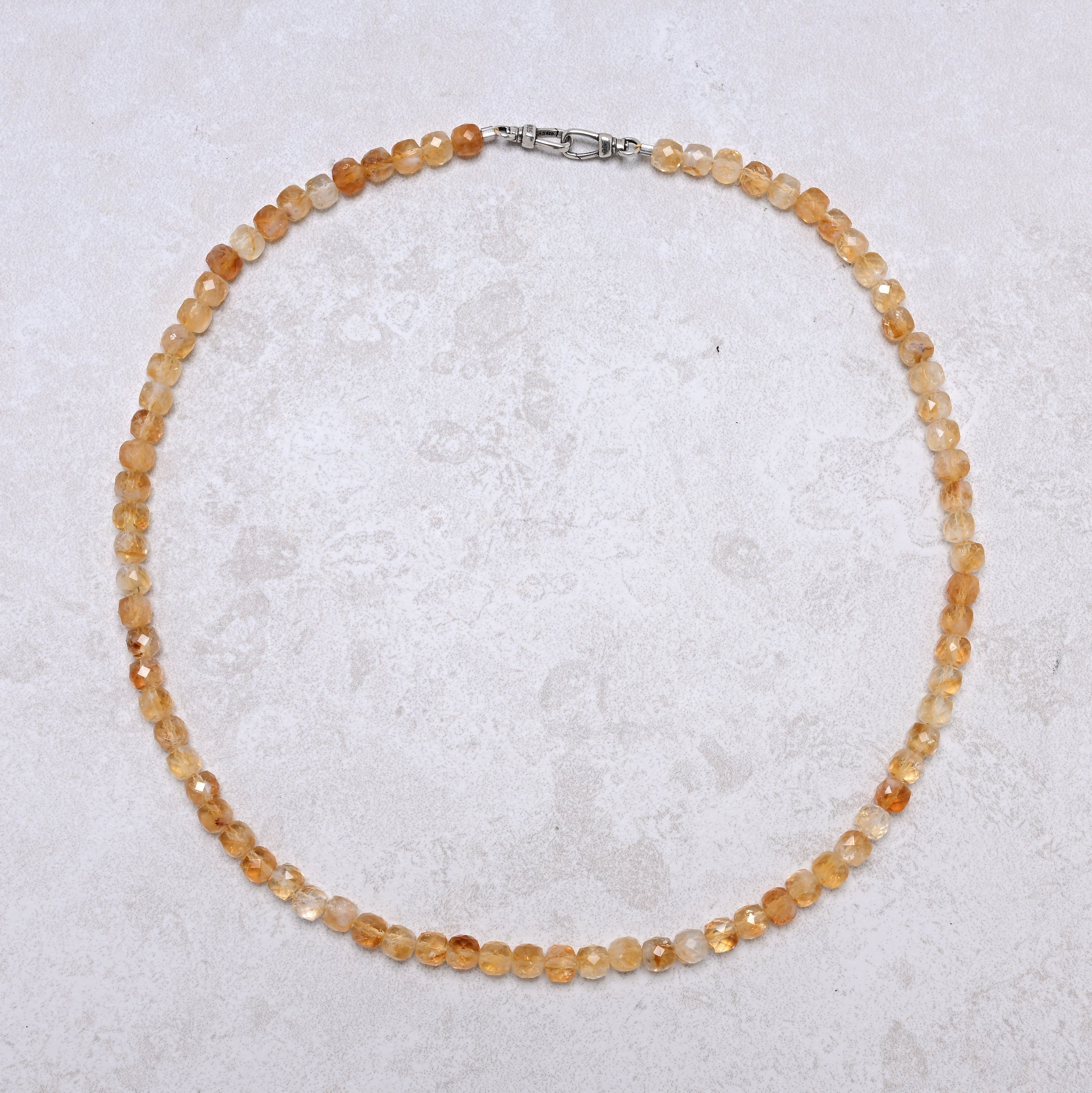 KALIFANO Gemstone Jewelry 21" Genuine Citrine 6mm Beaded Necklace with Sterling Silver Equestrian Clasp 925N-06-CT