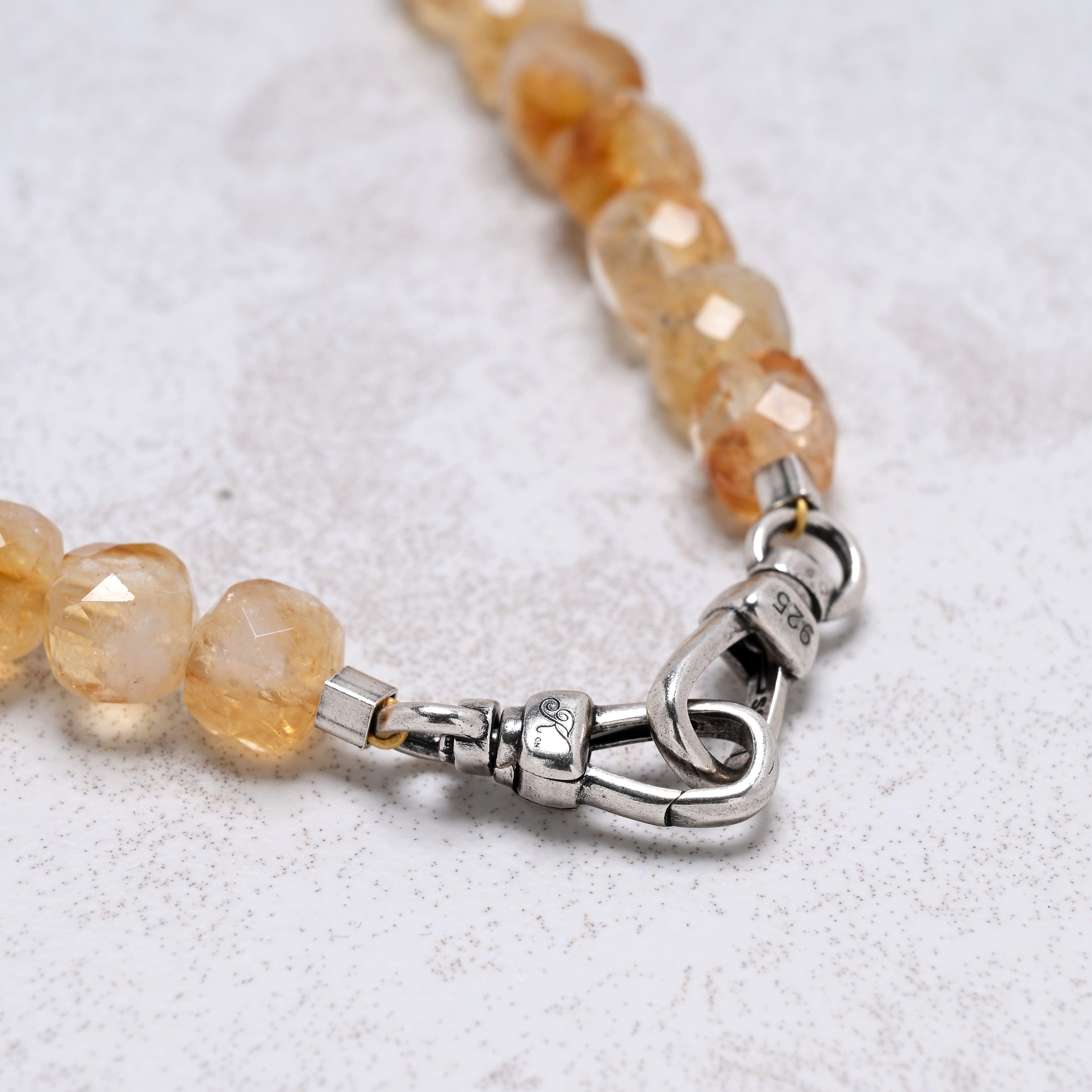 KALIFANO Gemstone Jewelry 22" Genuine Citrine 6mm Beaded Necklace with Sterling Silver Equestrian Clasp 925N-05-CT