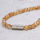 Genuine Citrine 6mm Beaded Necklace with Sterling Silver Equestrian Clasp - 22