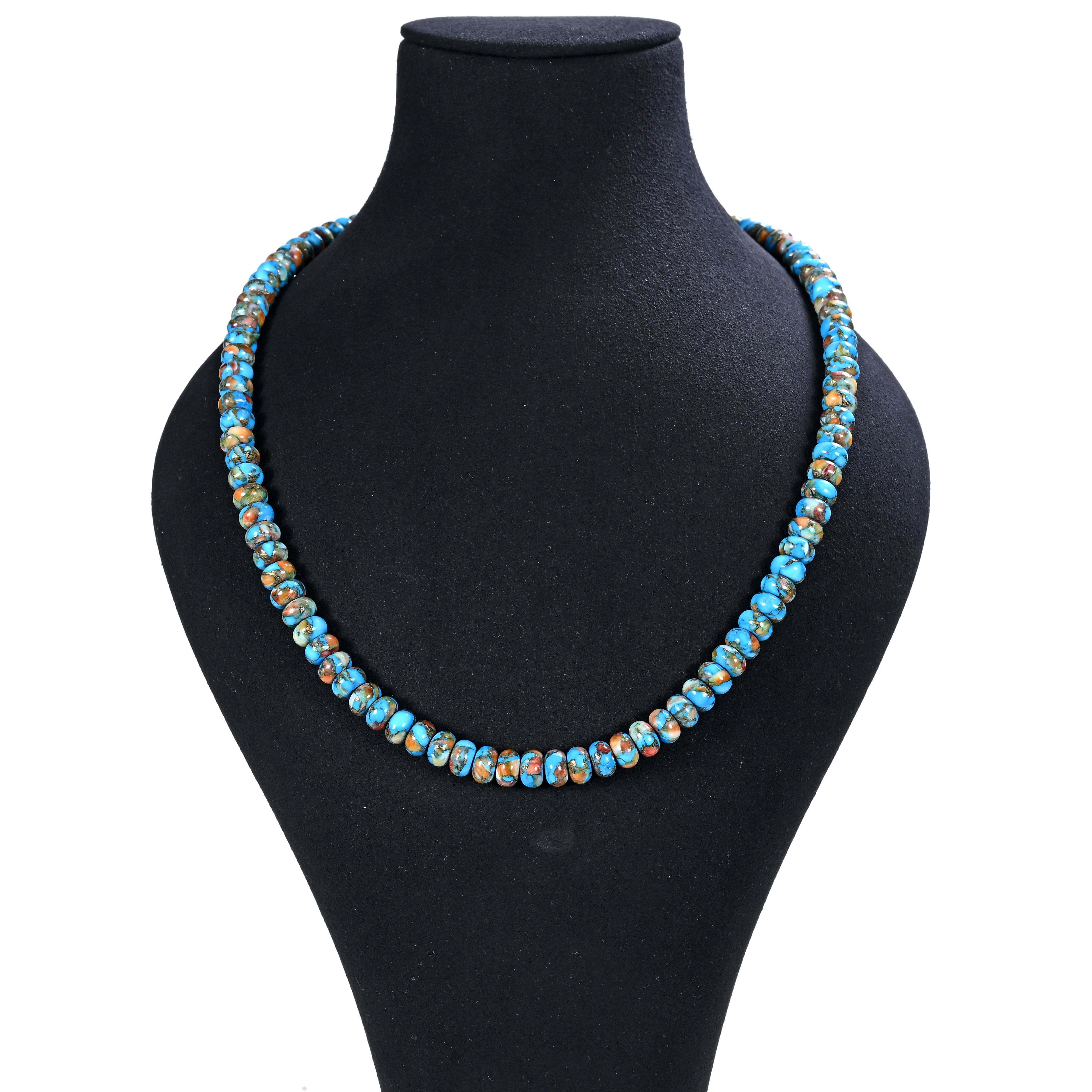 KALIFANO Gemstone Jewelry 22" Howlite Spiny Oyster Gemstone Necklace with Sterling Silver Clasp 925N-28-HTSO