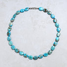 Turquoise Gemstone Necklace with Sterling Silver Clasp - 22