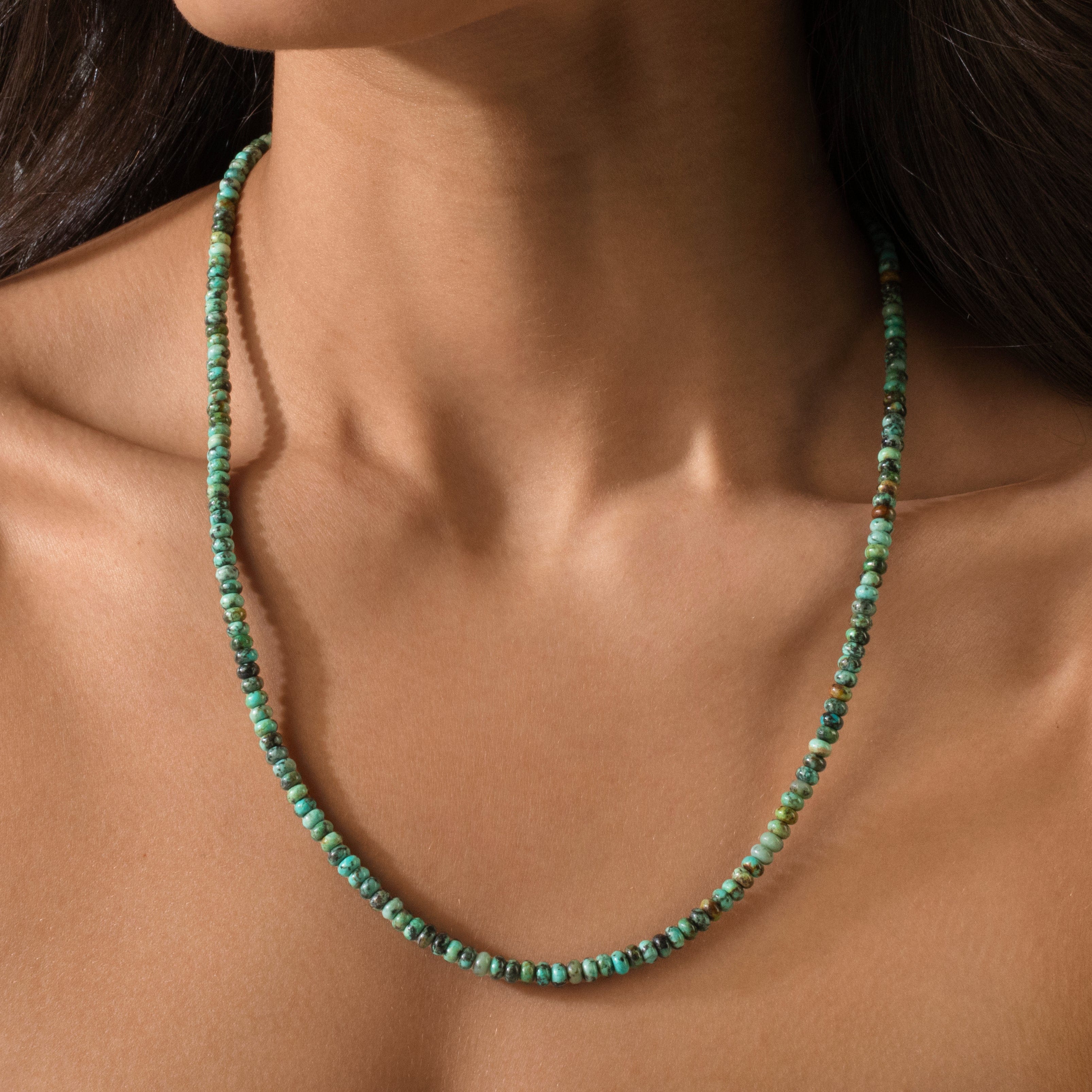 KALIFANO Gemstone Jewelry 22" Turquoise Gemstone Necklace with Sterling Silver Clasp 925N-25-TQ2
