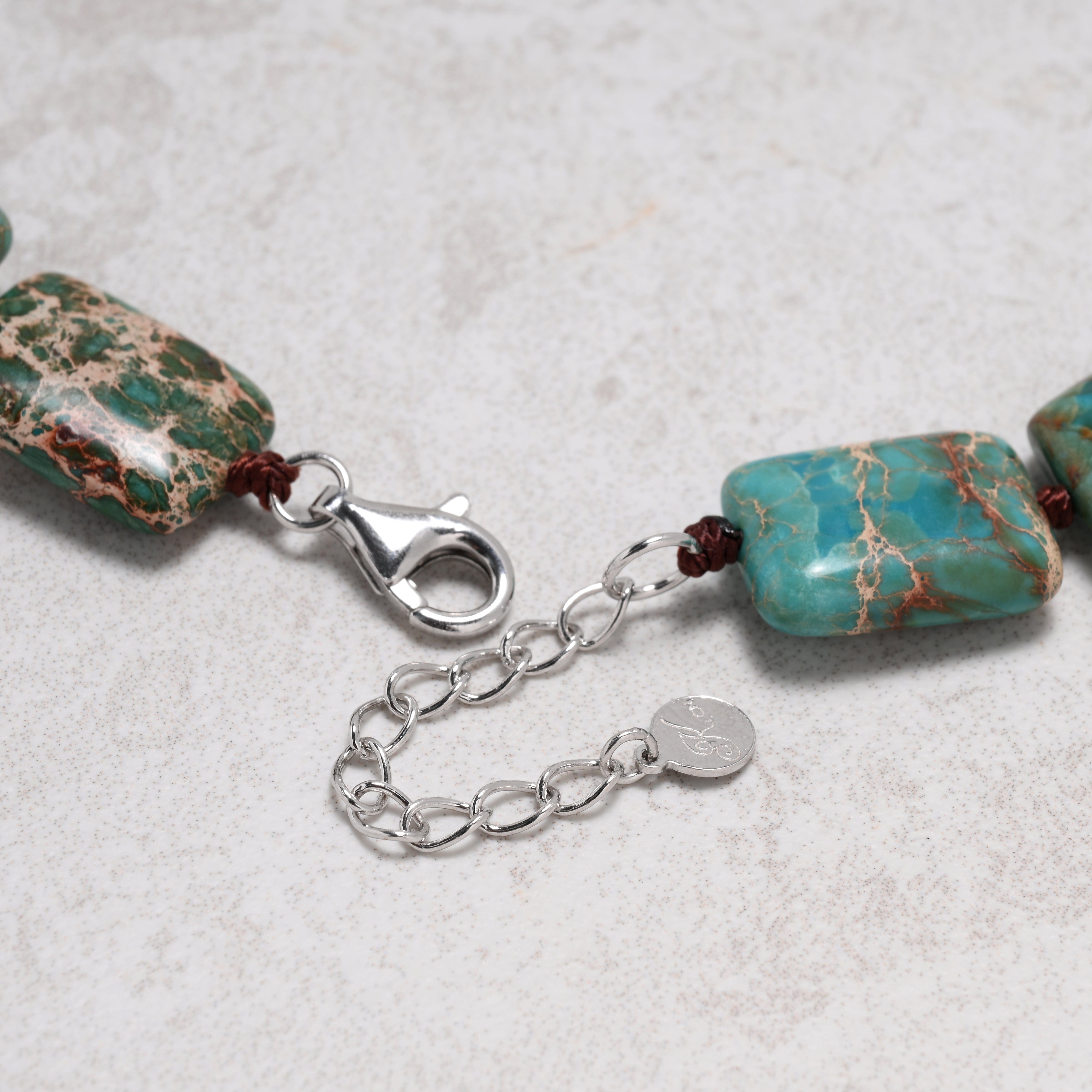 KALIFANO Gemstone Jewelry 22in King Turquoise Gemstone Necklace with Sterling Silver Clasp 925N-11-TQ