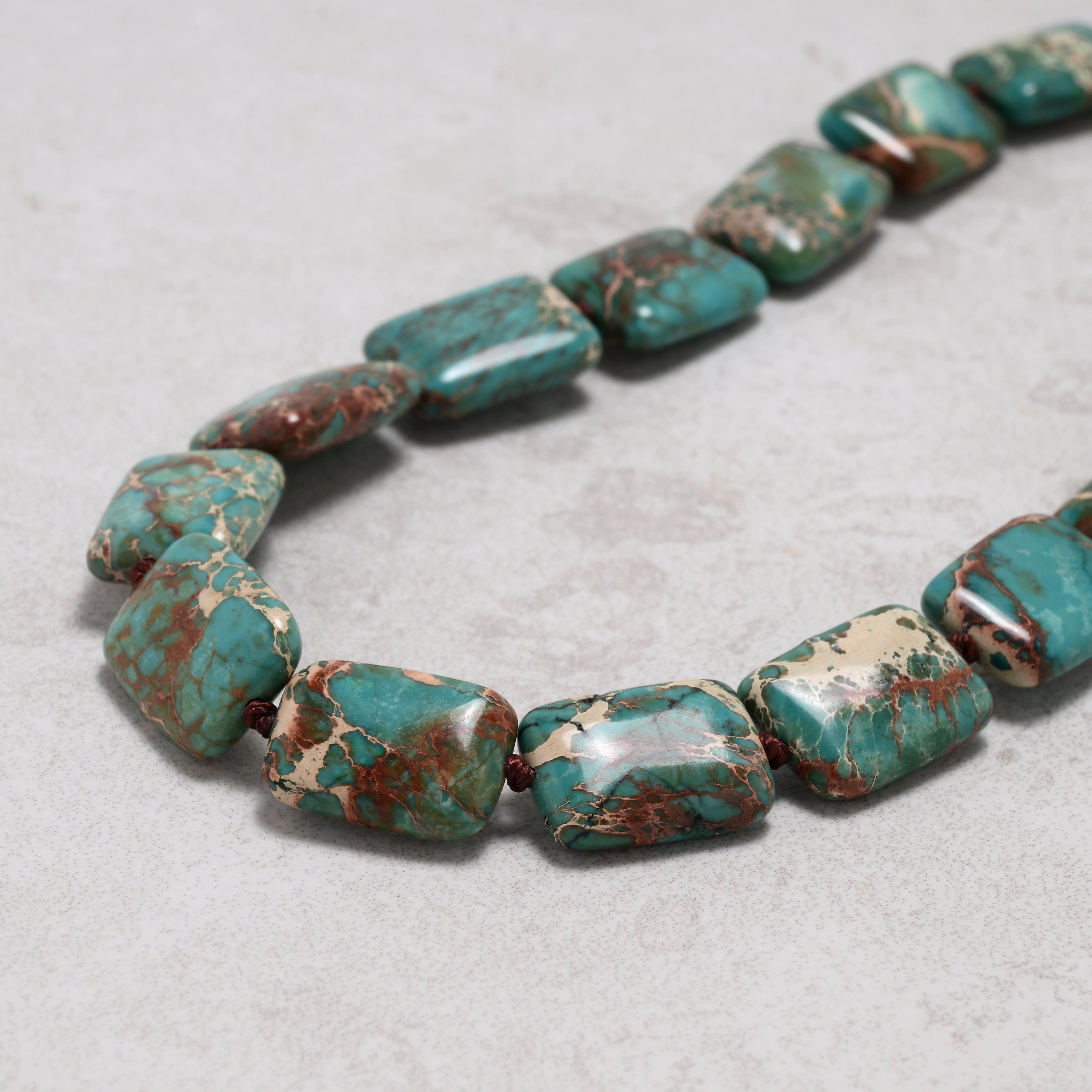 KALIFANO Gemstone Jewelry 22in King Turquoise Gemstone Necklace with Sterling Silver Clasp 925N-11-TQ