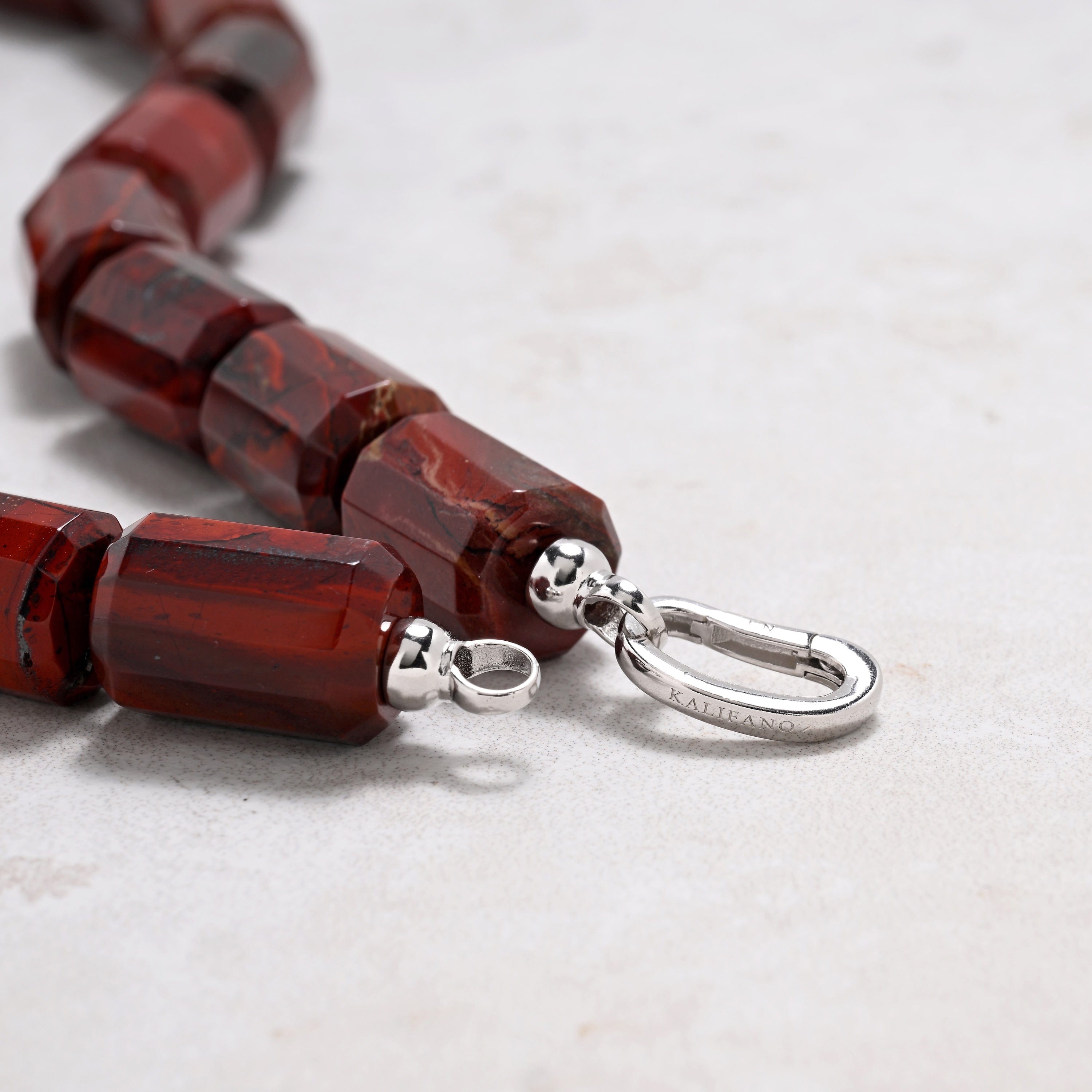 Red Jasper Gemstone Necklace with Sterling Silver Clasp - 22